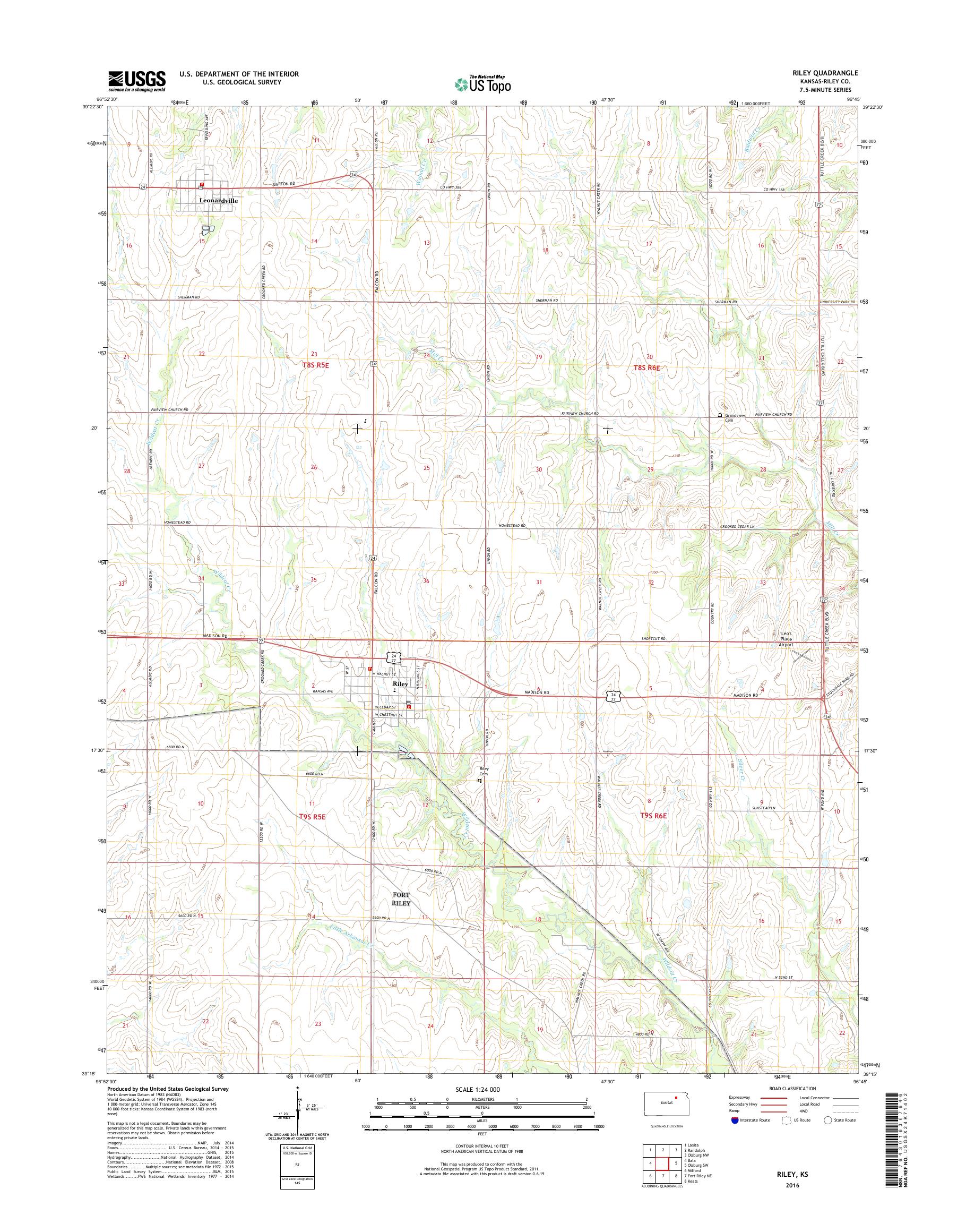 MyTopo Riley, Kansas USGS Quad Topo Map