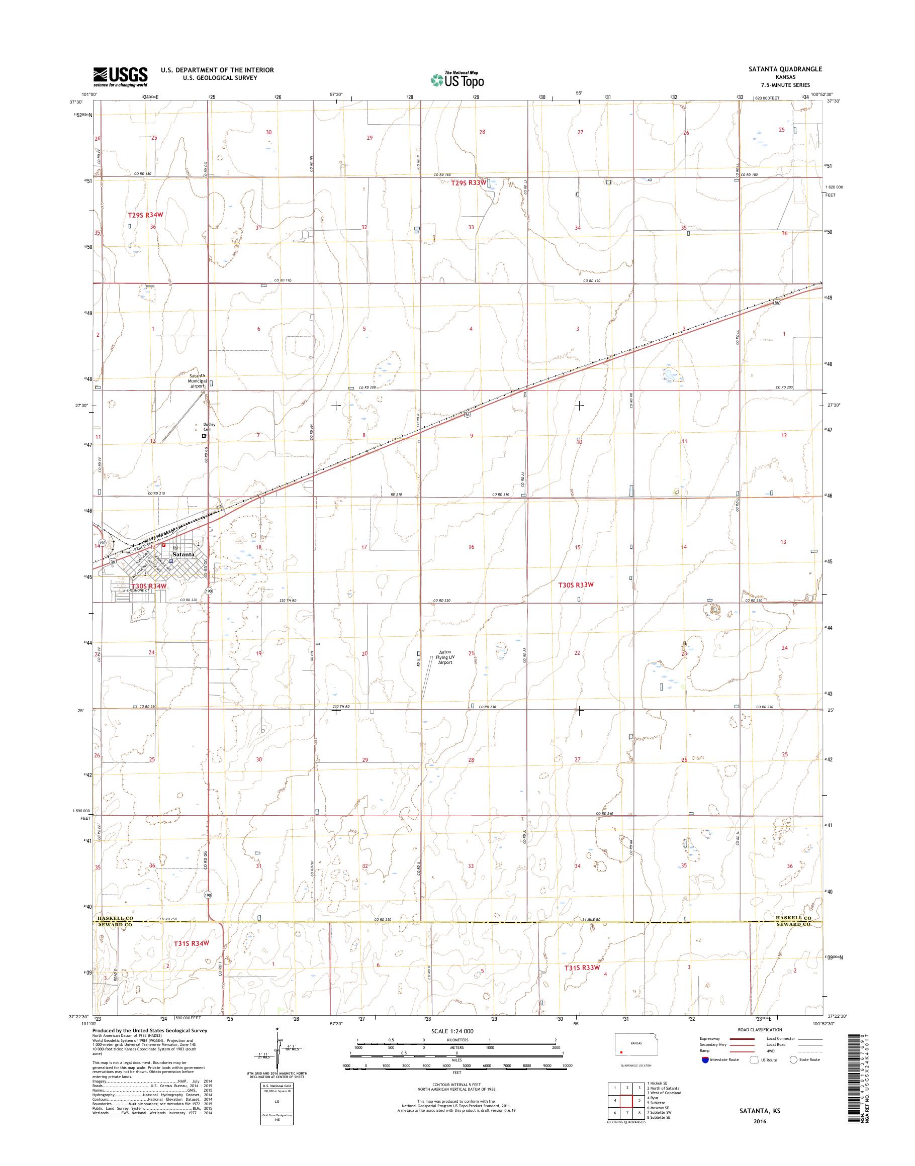 MyTopo Satanta, Kansas USGS Quad Topo Map
