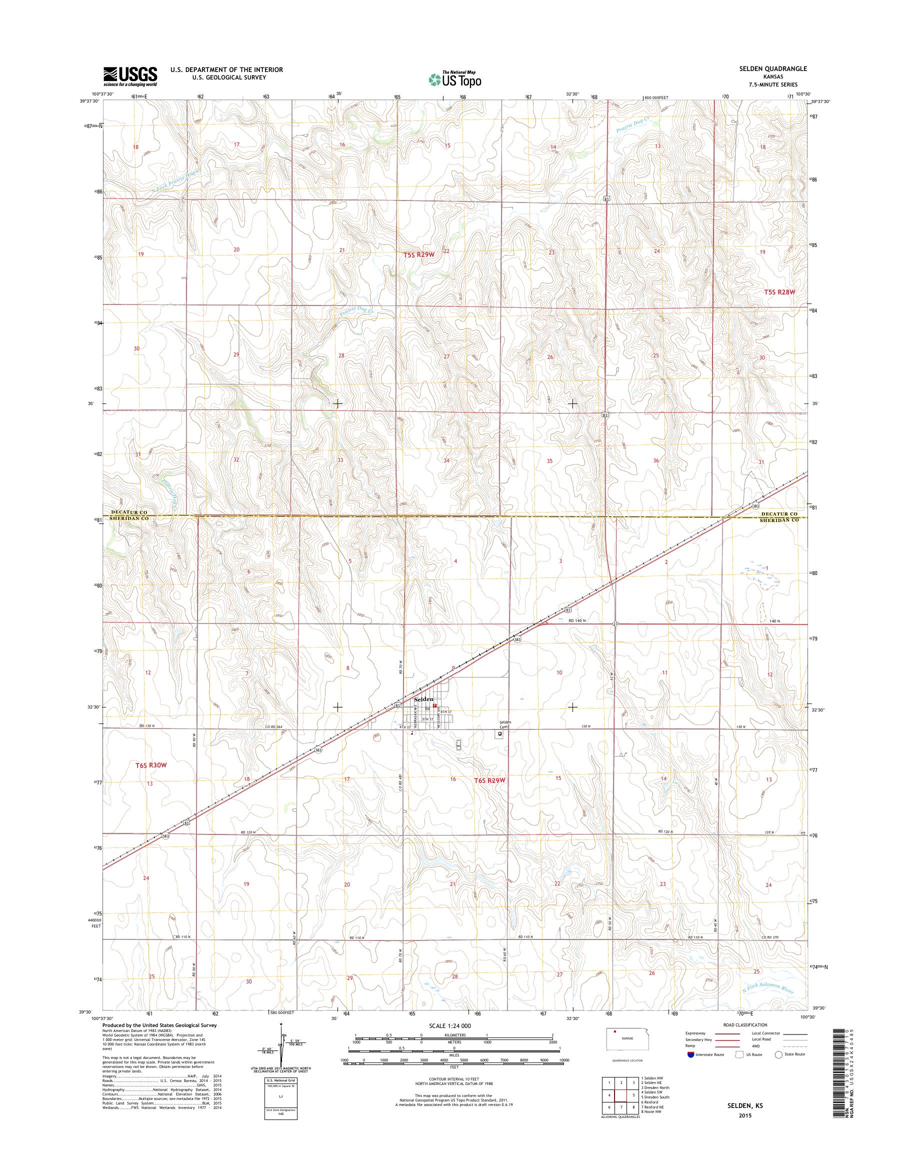 MyTopo Selden, Kansas USGS Quad Topo Map