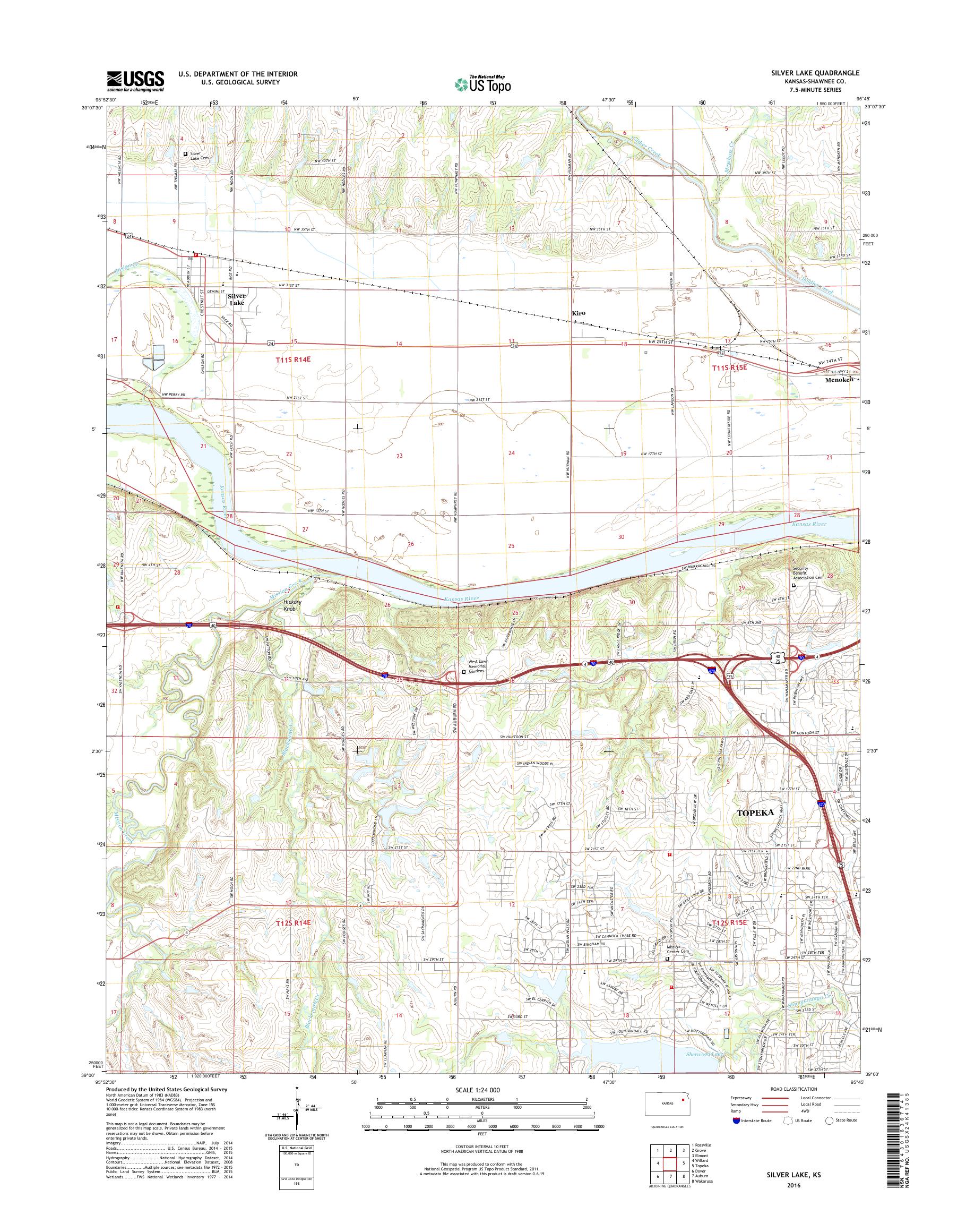 MyTopo Silver Lake, Kansas USGS Quad Topo Map