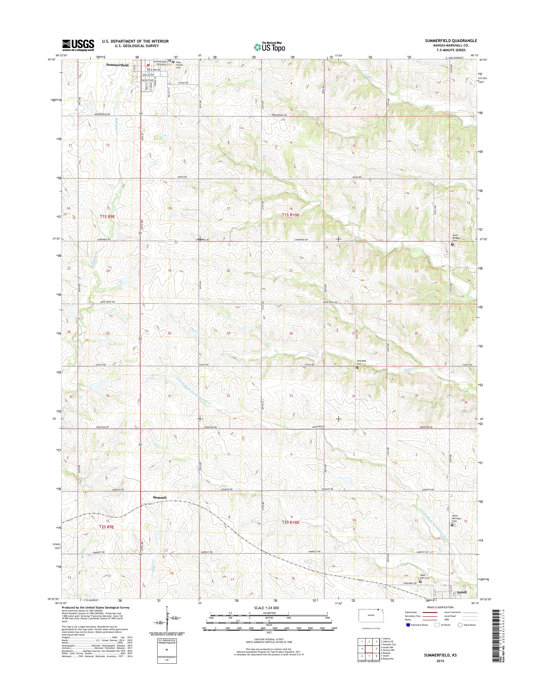 MyTopo Summerfield, Kansas USGS Quad Topo Map