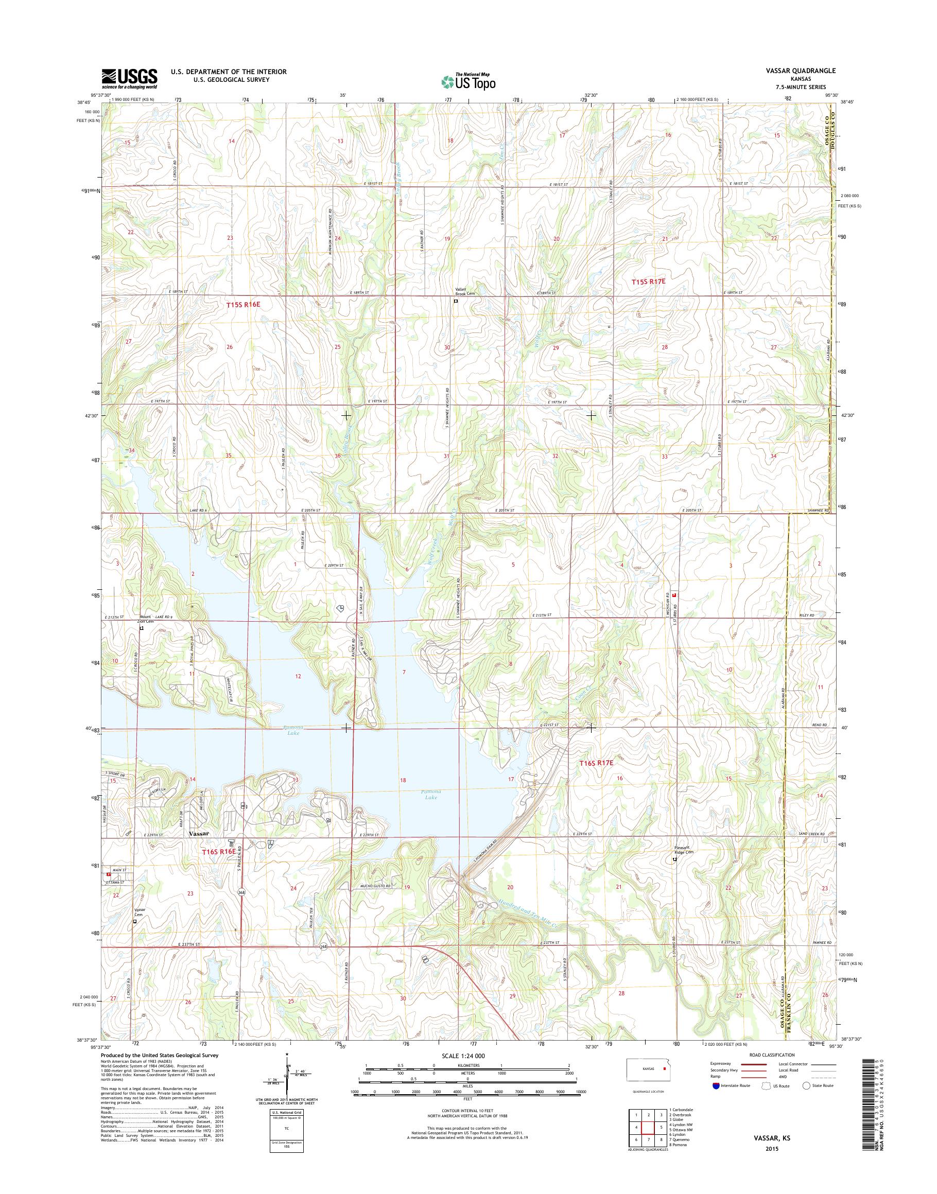 MyTopo Vassar, Kansas USGS Quad Topo Map