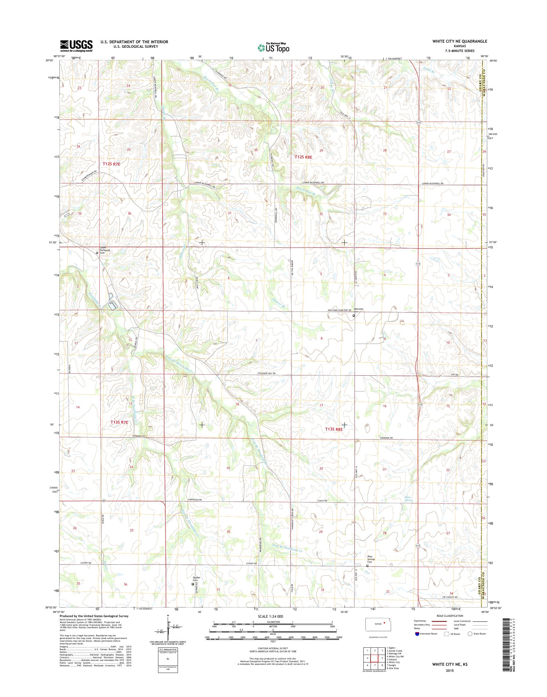 MyTopo White City NE, Kansas USGS Quad Topo Map