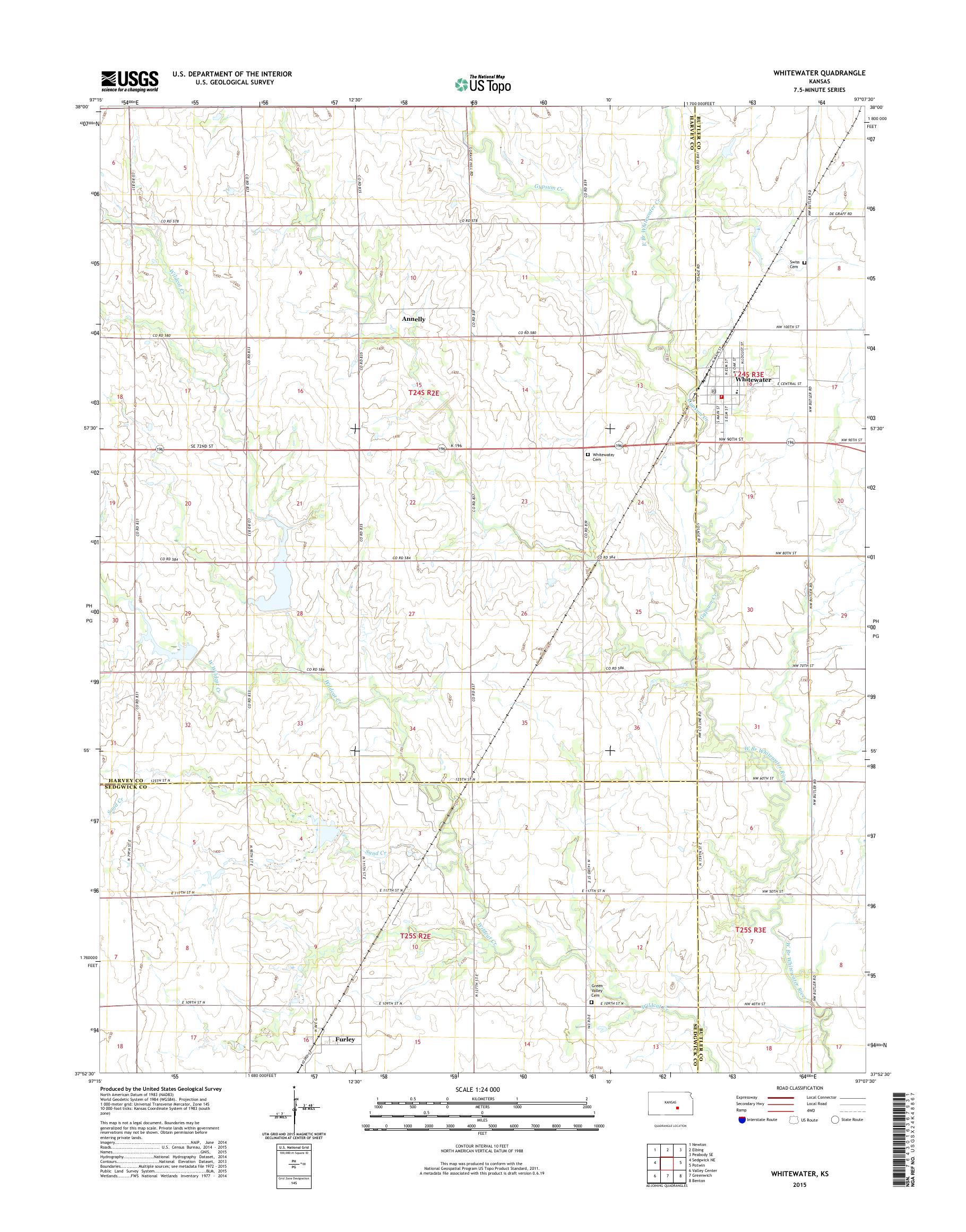 MyTopo Whitewater, Kansas USGS Quad Topo Map