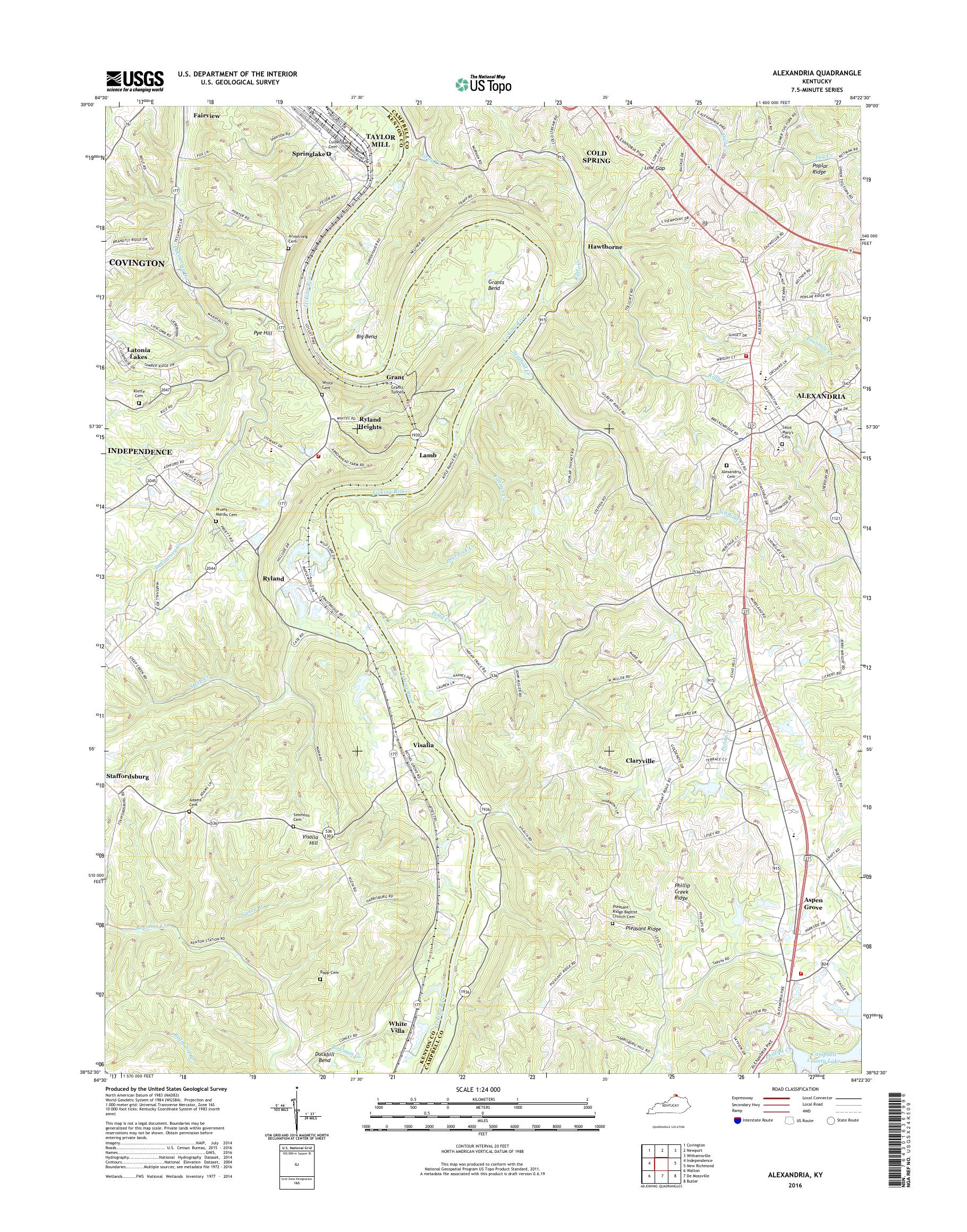 MyTopo Alexandria, Kentucky USGS Quad Topo Map