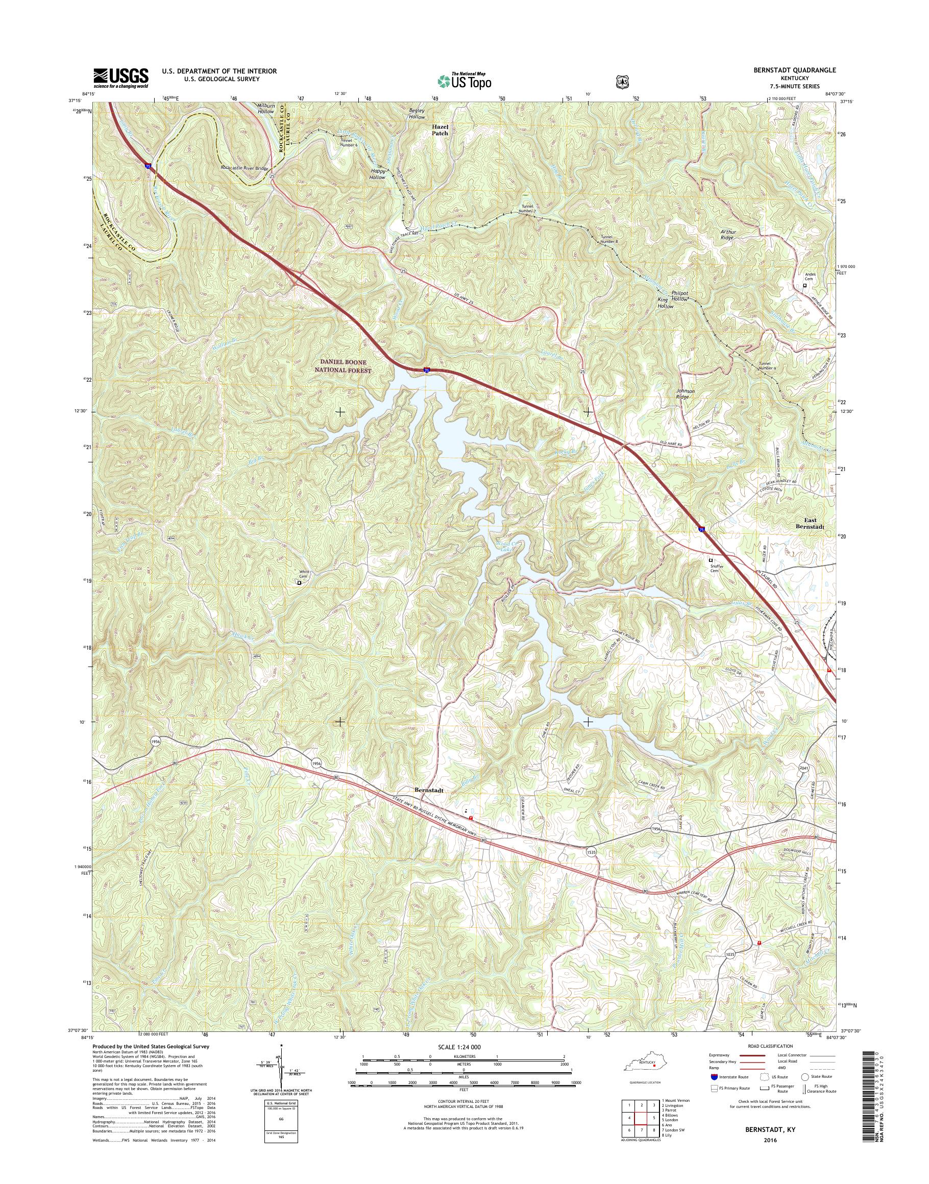MyTopo Bernstadt, Kentucky USGS Quad Topo Map
