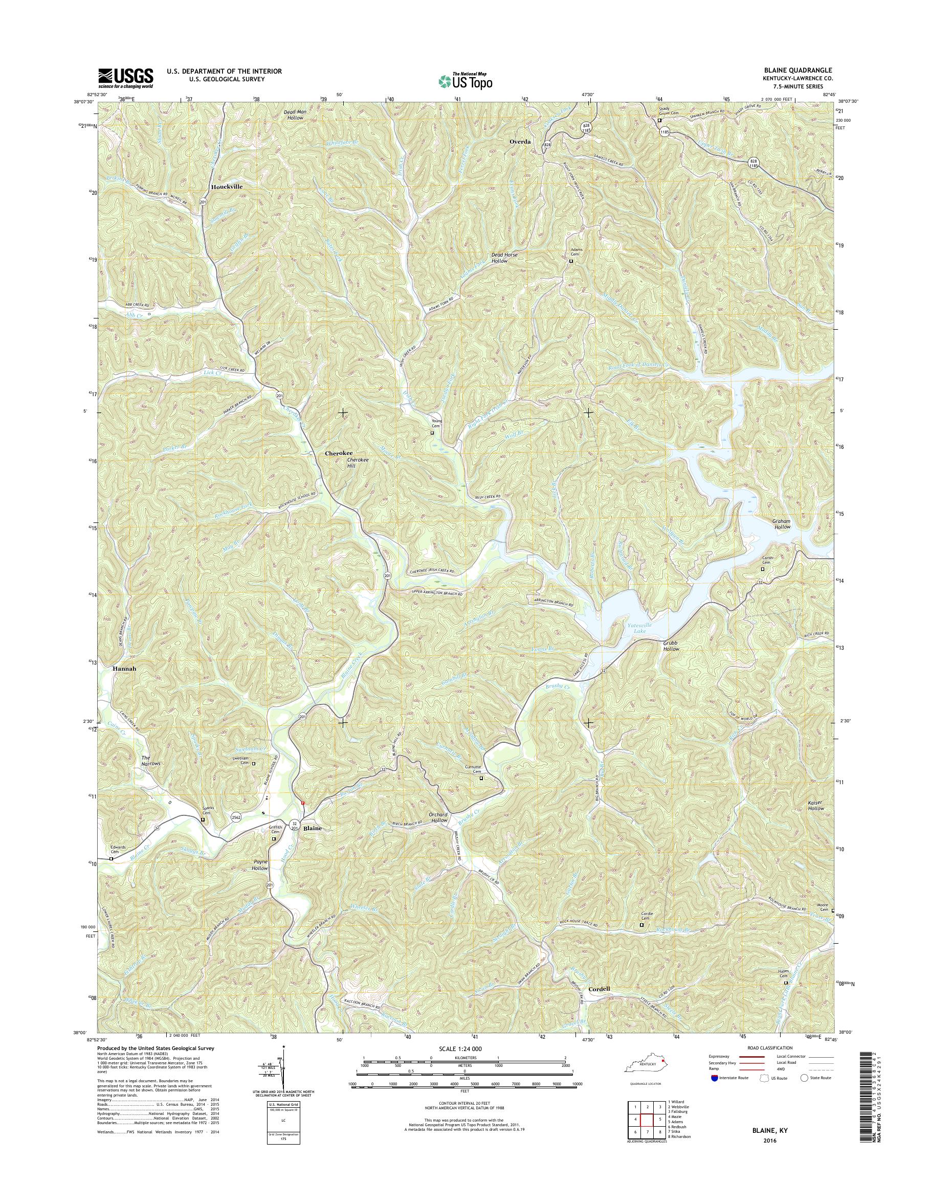 MyTopo Blaine, Kentucky USGS Quad Topo Map
