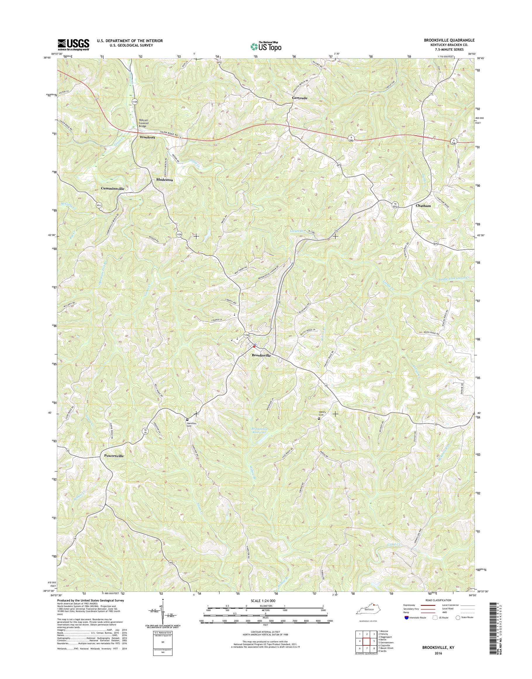 MyTopo Brooksville, Kentucky USGS Quad Topo Map