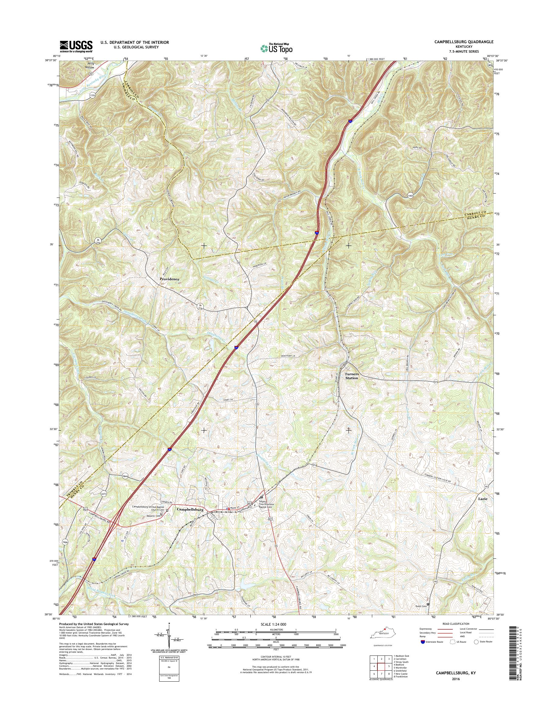 MyTopo Campbellsburg, Kentucky USGS Quad Topo Map