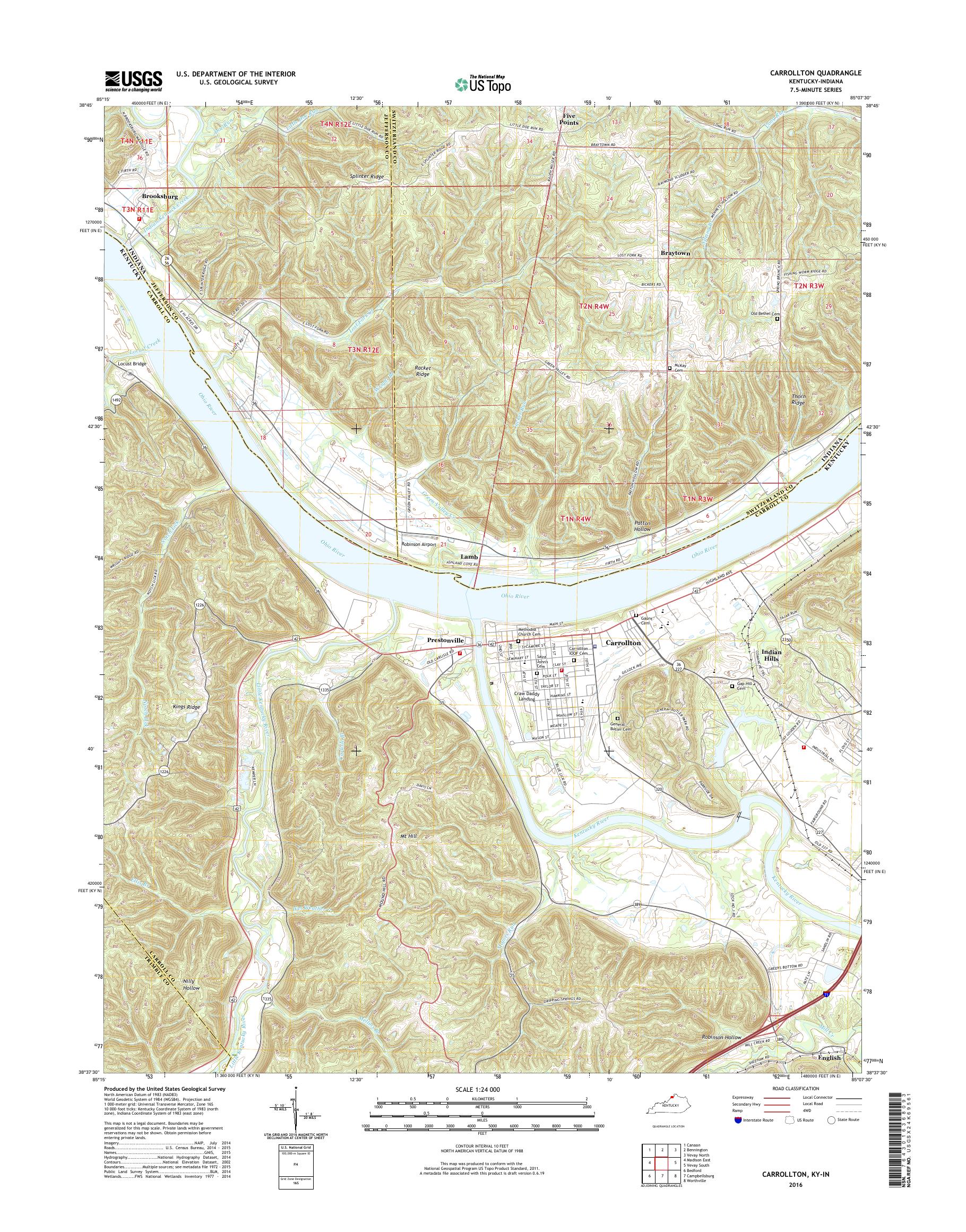 MyTopo Carrollton, Kentucky USGS Quad Topo Map