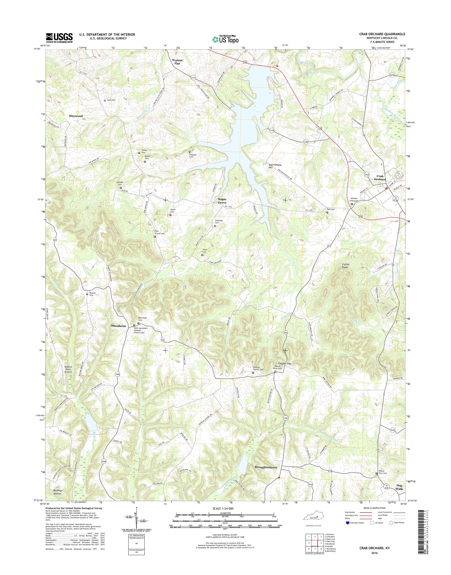 MyTopo Crab Orchard, Kentucky USGS Quad Topo Map