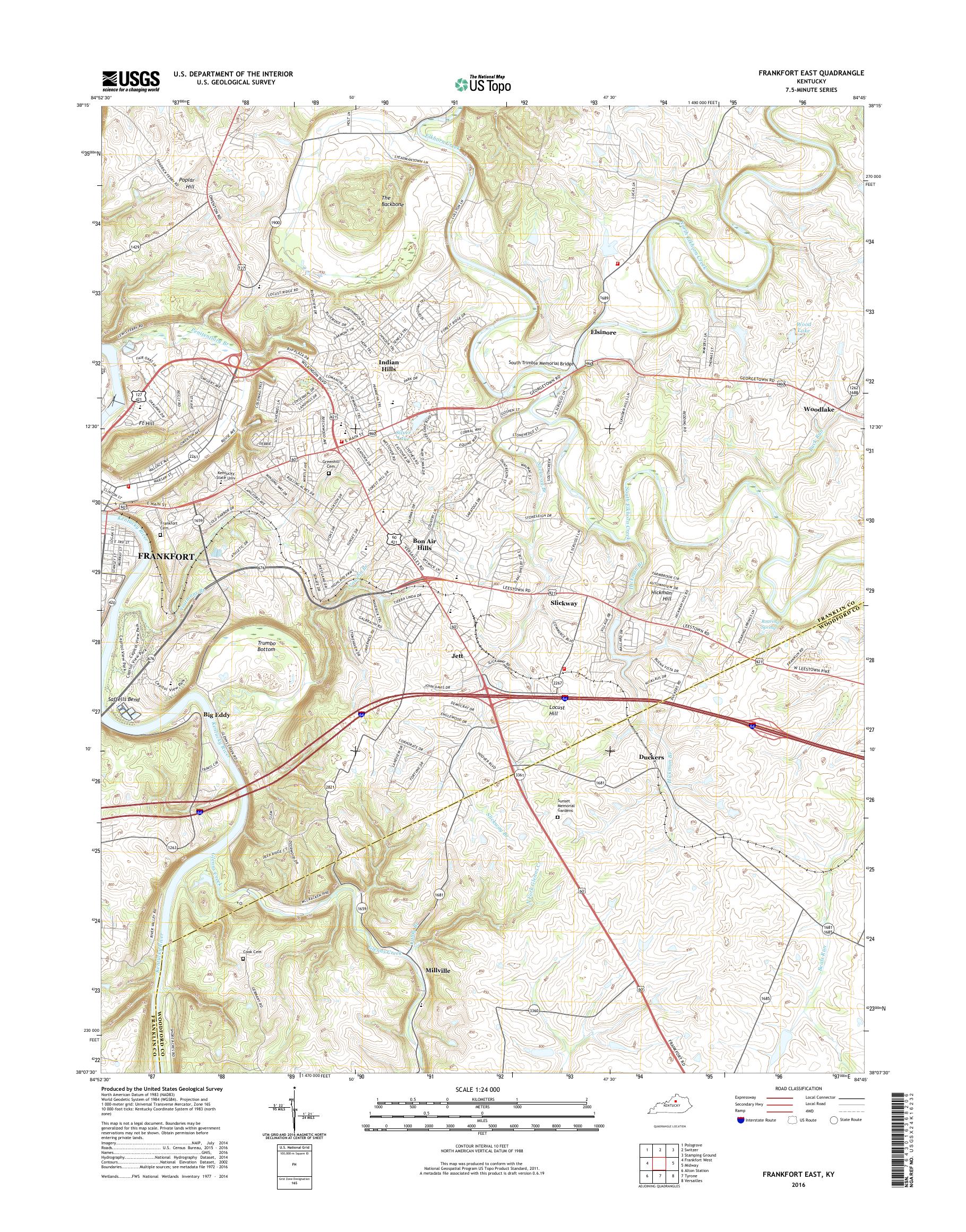 MyTopo Frankfort East, Kentucky USGS Quad Topo Map