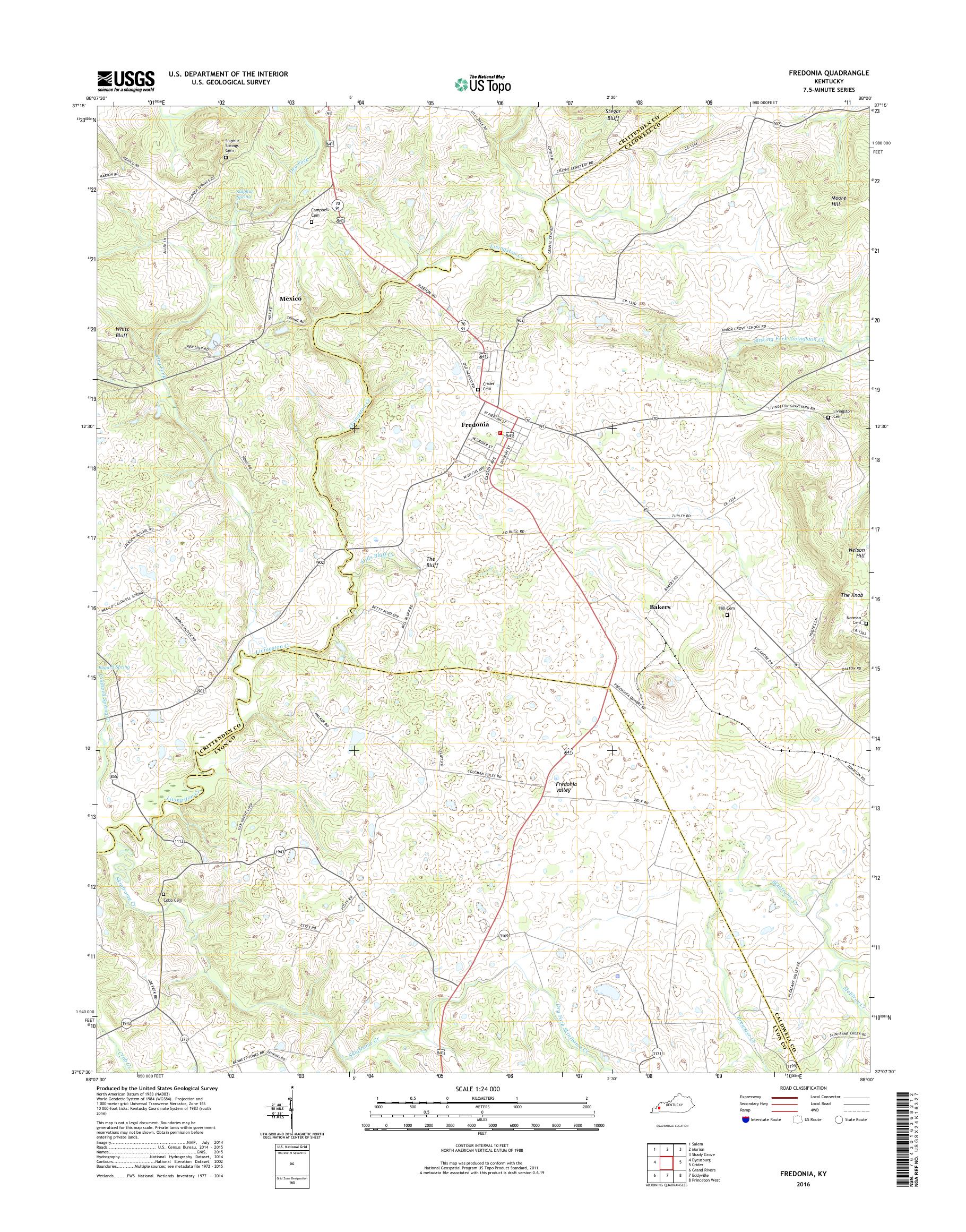 MyTopo Fredonia, Kentucky USGS Quad Topo Map