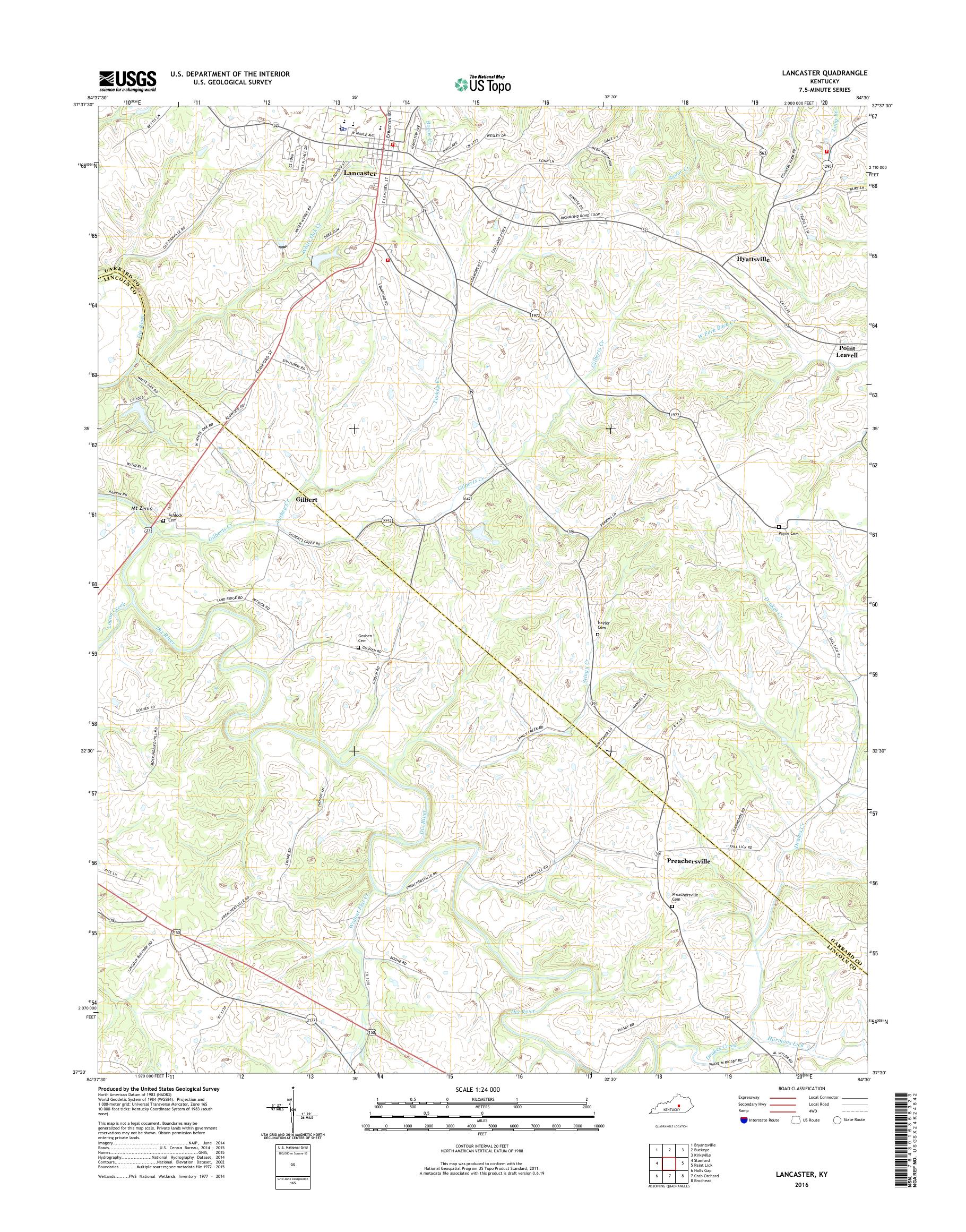 MyTopo Lancaster, Kentucky USGS Quad Topo Map