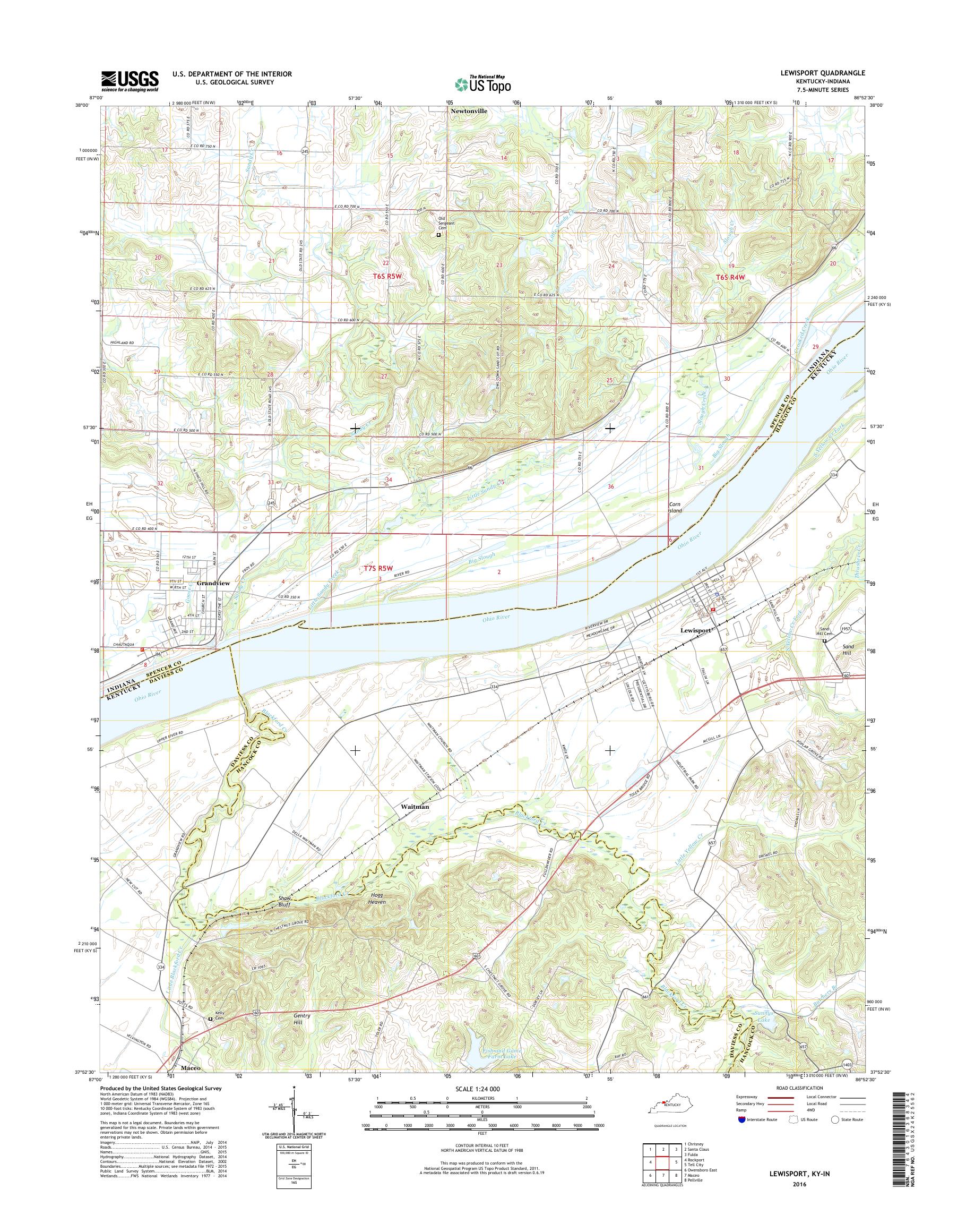 MyTopo Lewisport, Kentucky USGS Quad Topo Map