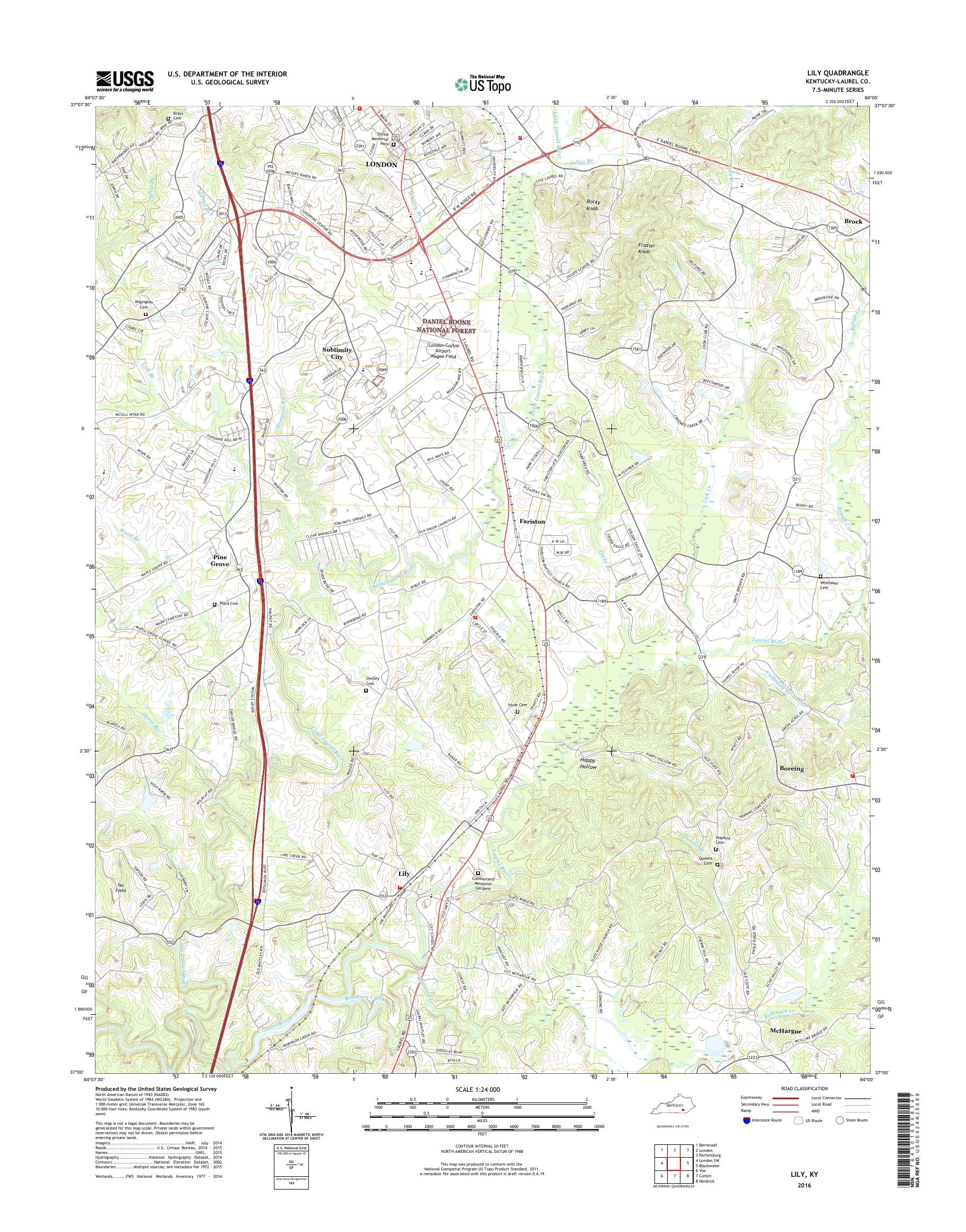MyTopo Lily, Kentucky USGS Quad Topo Map