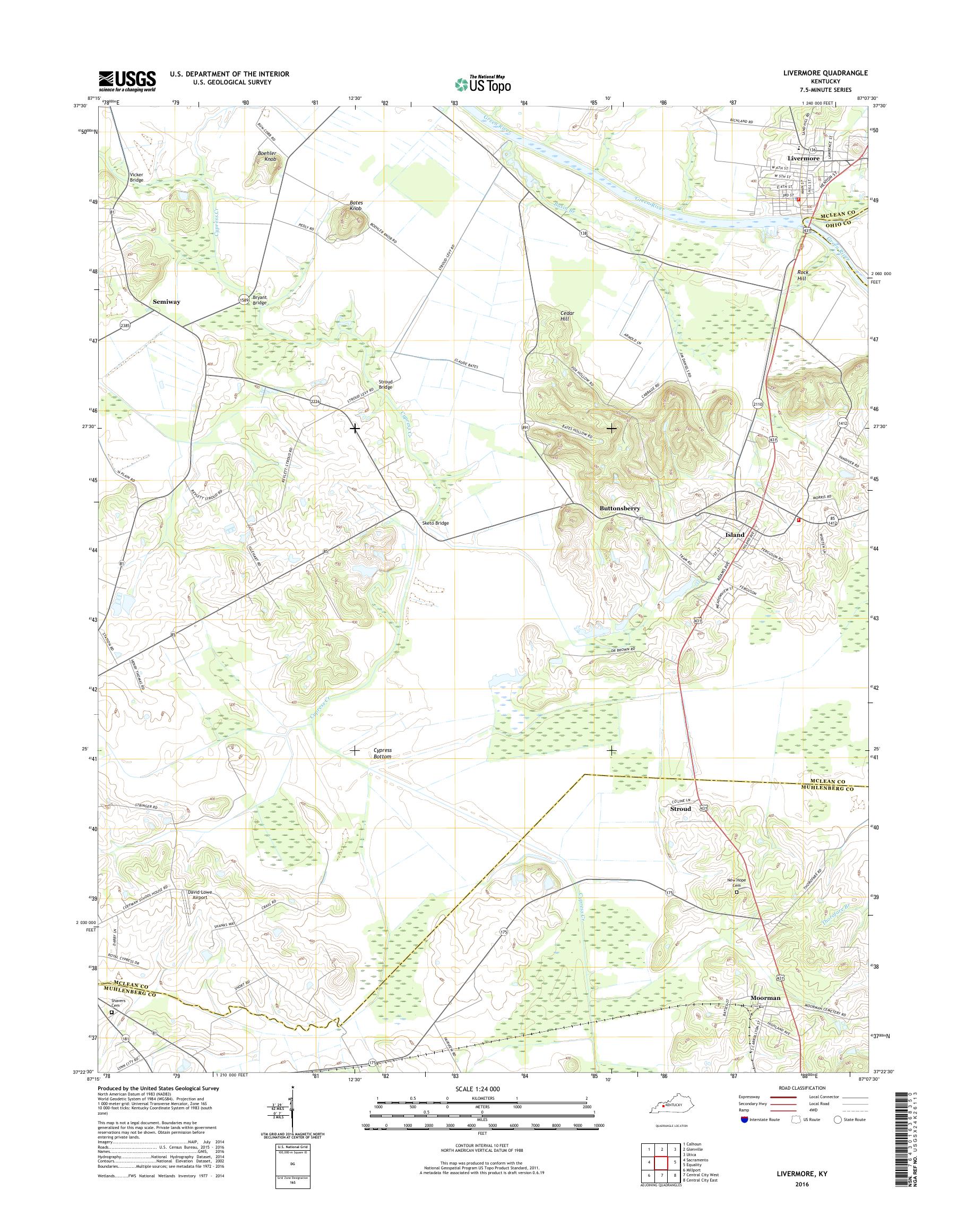 MyTopo Livermore, Kentucky USGS Quad Topo Map