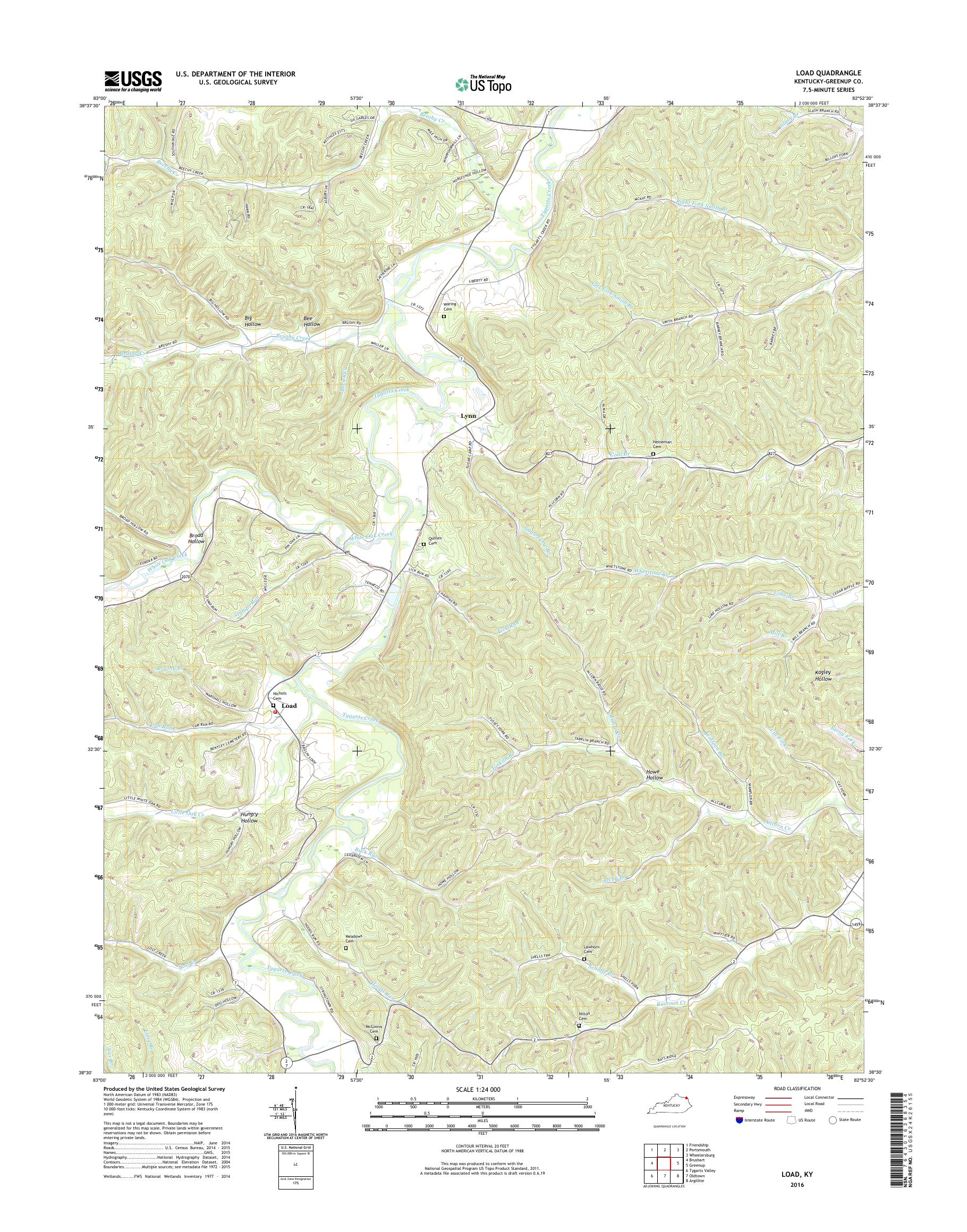 MyTopo Load, Kentucky USGS Quad Topo Map