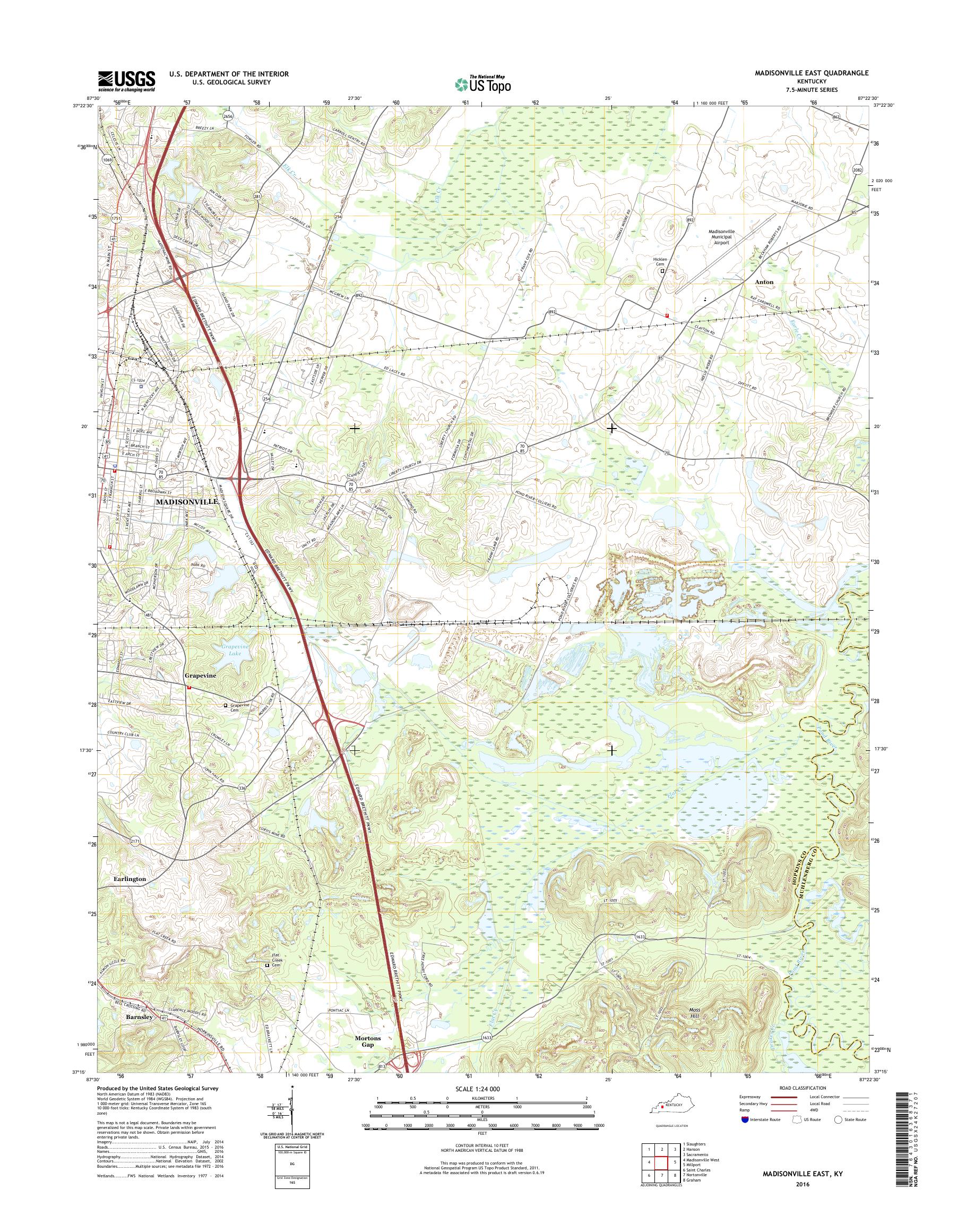 MyTopo Madisonville East, Kentucky USGS Quad Topo Map