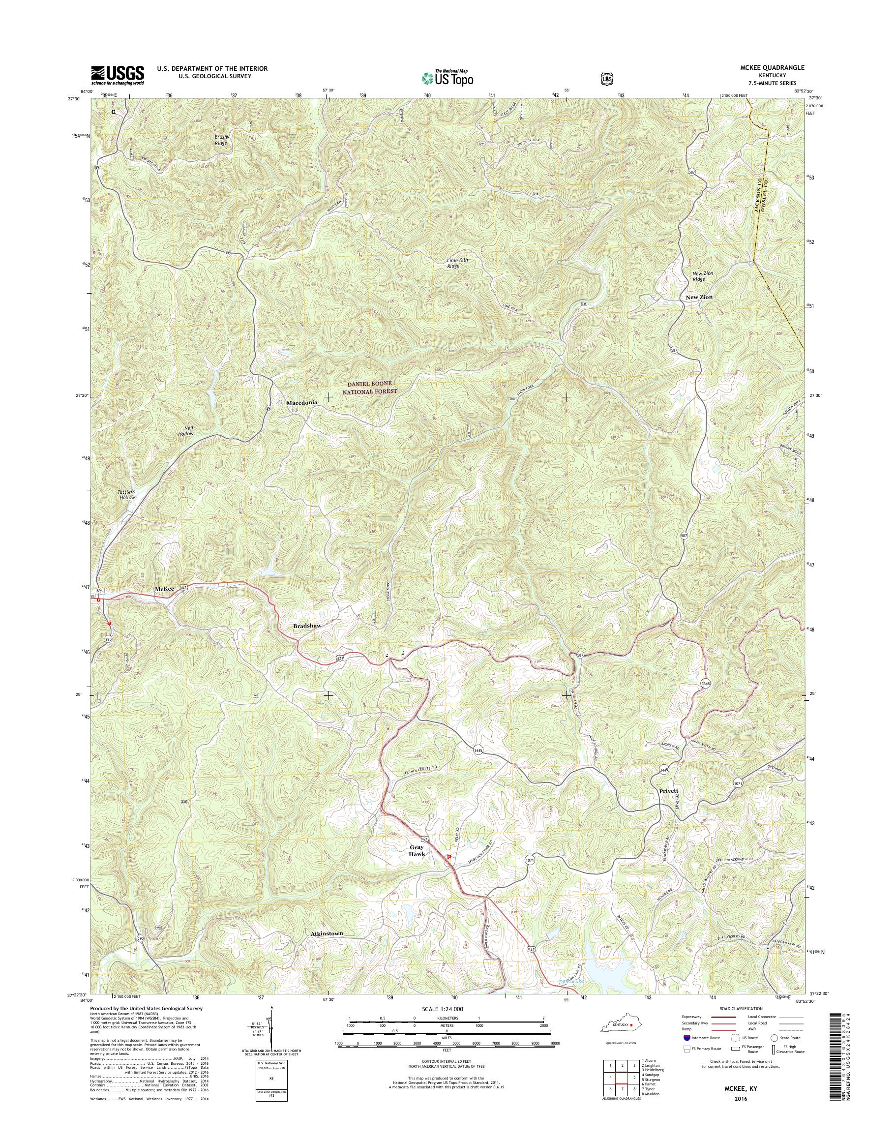 MyTopo McKee, Kentucky USGS Quad Topo Map