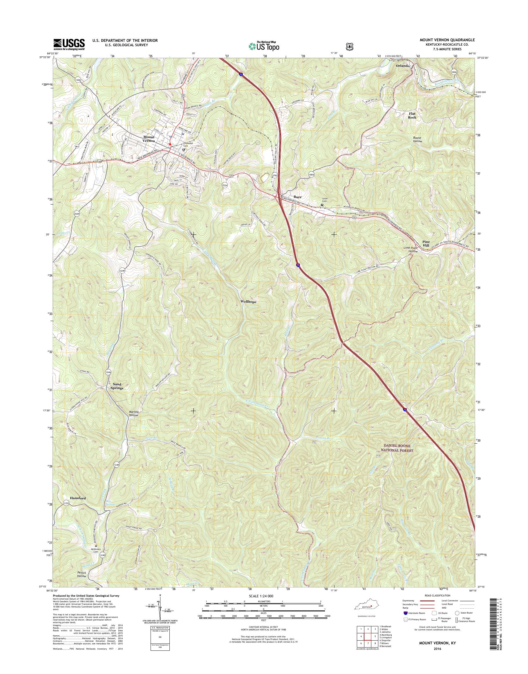 MyTopo Mount Vernon, Kentucky USGS Quad Topo Map