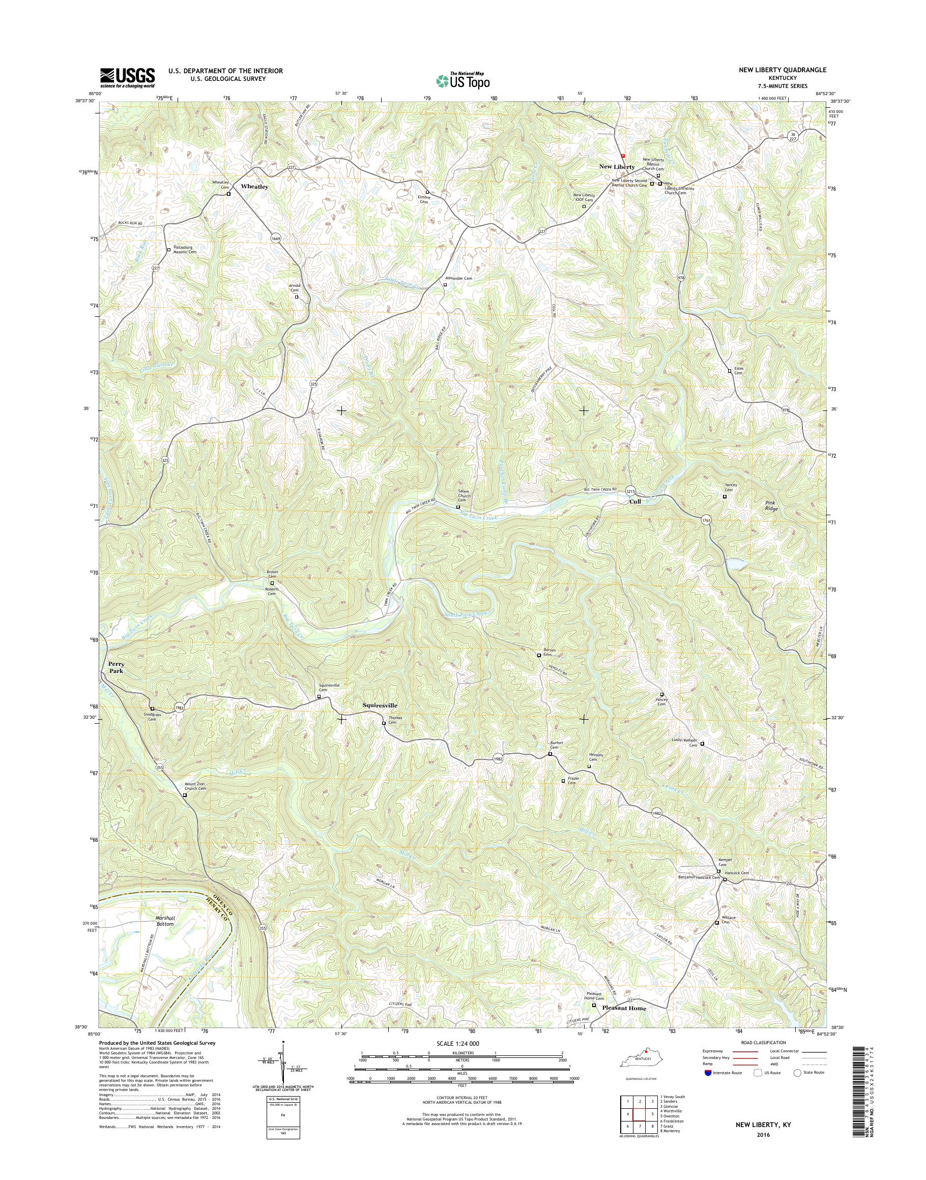 MyTopo New Liberty, Kentucky USGS Quad Topo Map