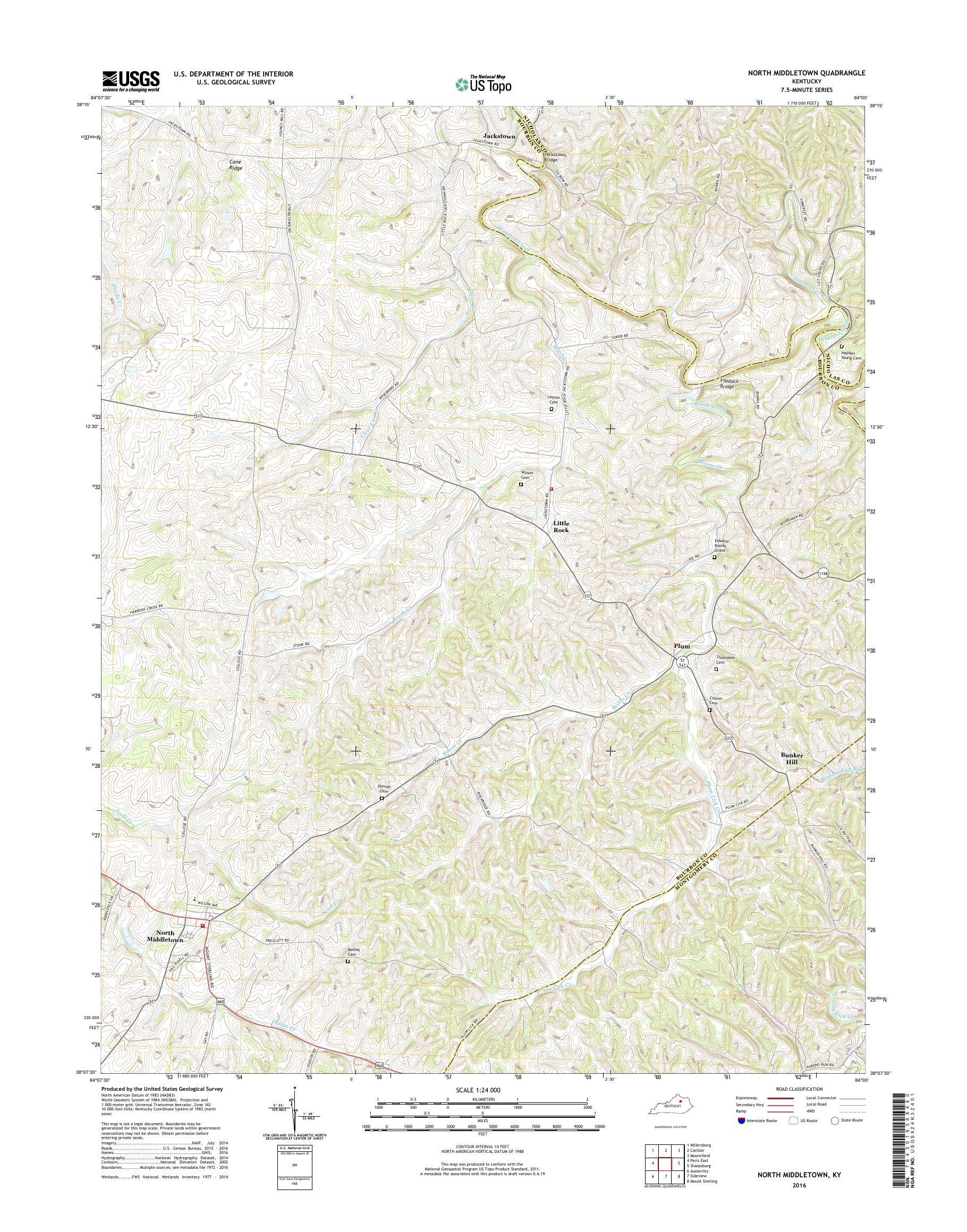 MyTopo North Middletown, Kentucky USGS Quad Topo Map