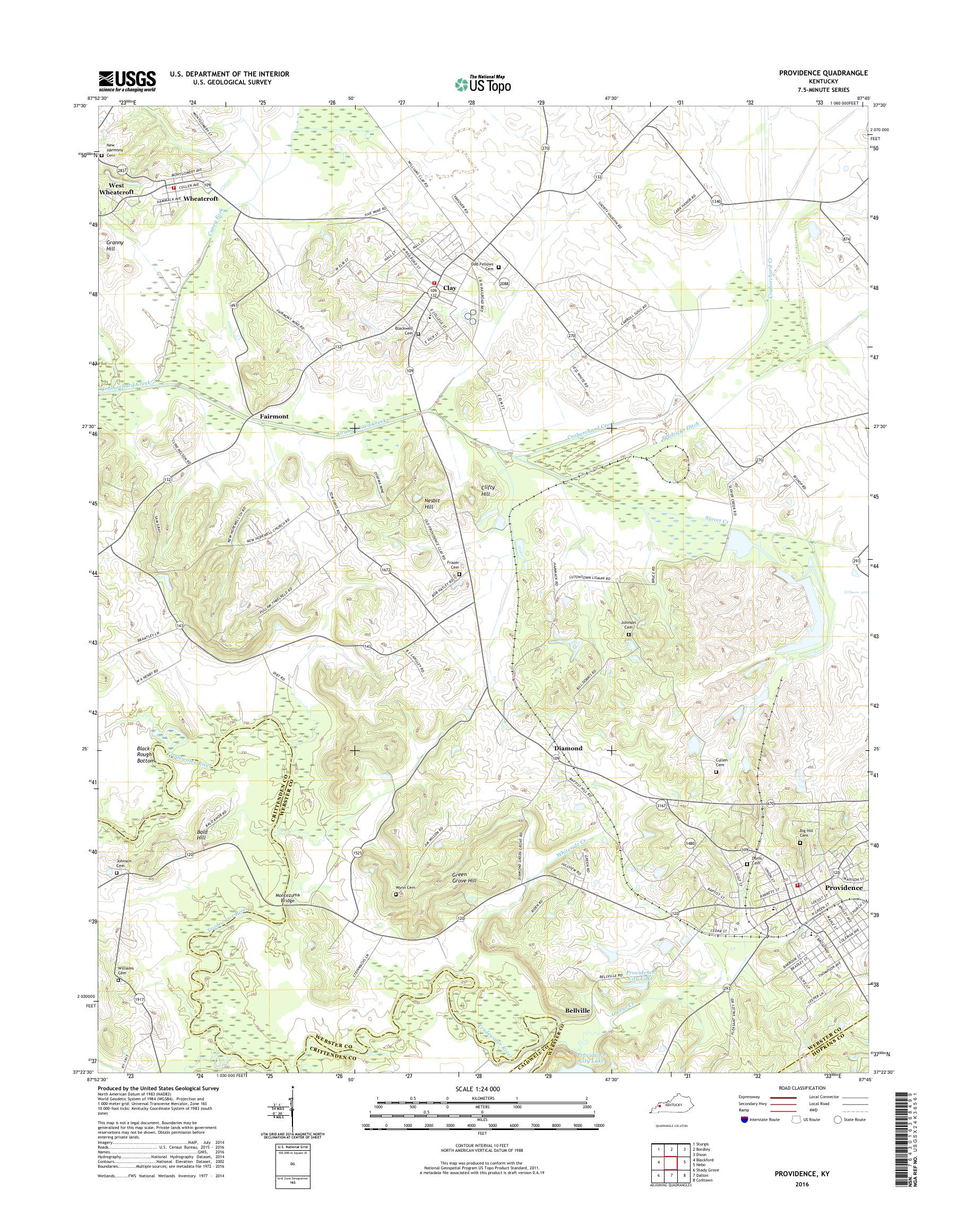 MyTopo Providence, Kentucky USGS Quad Topo Map