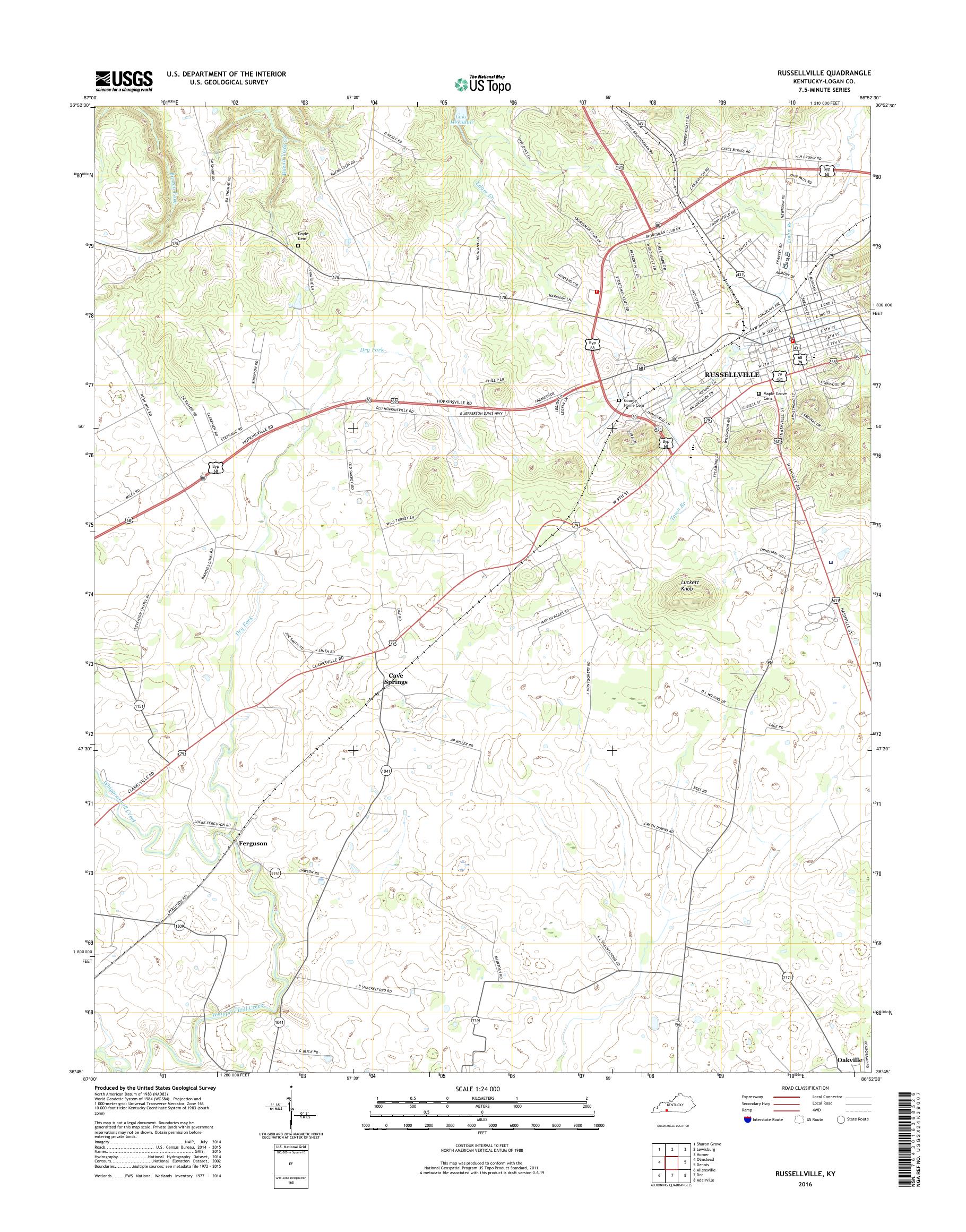 MyTopo Russellville, Kentucky USGS Quad Topo Map
