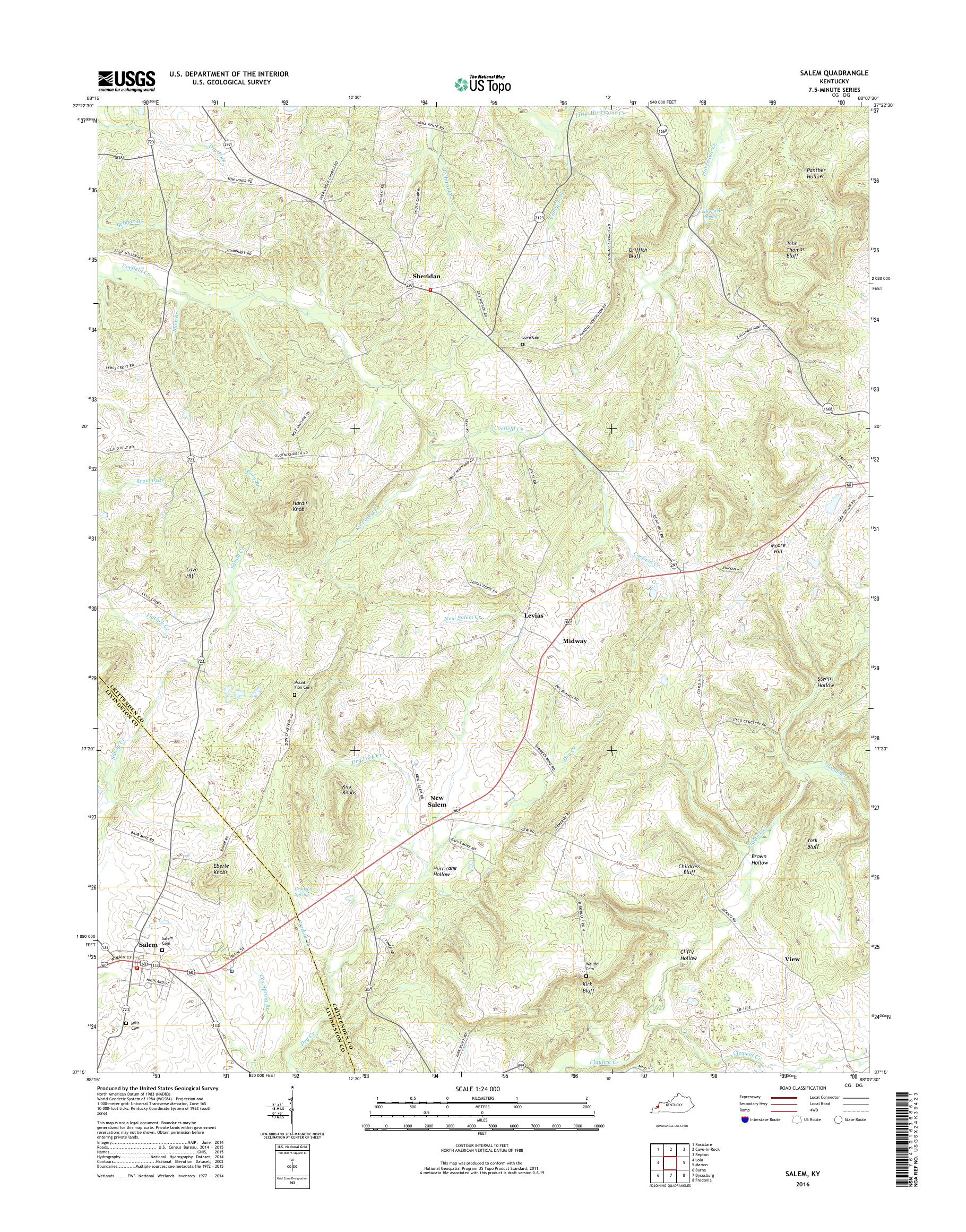 MyTopo Salem, Kentucky USGS Quad Topo Map