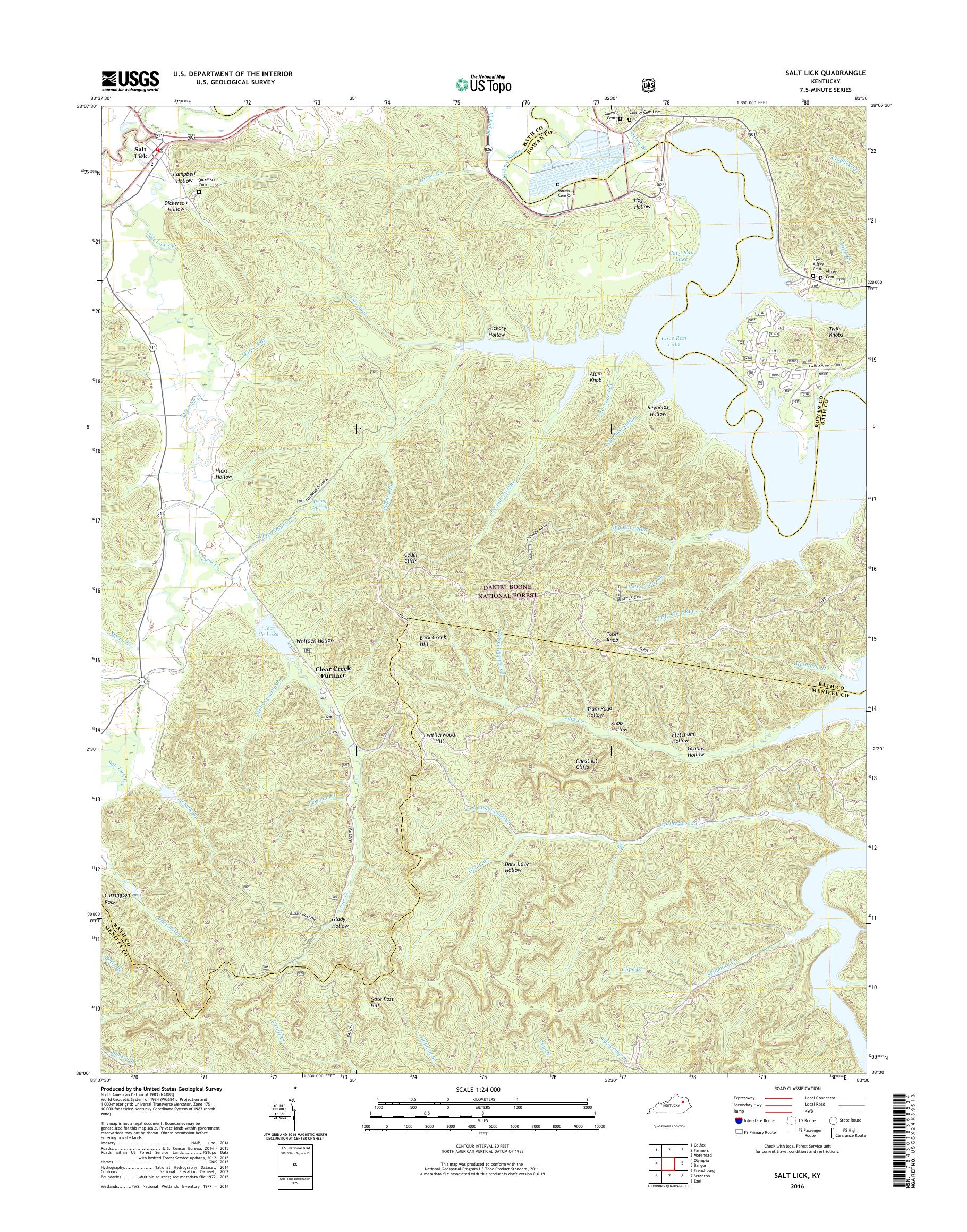 MyTopo Salt Lick, Kentucky USGS Quad Topo Map