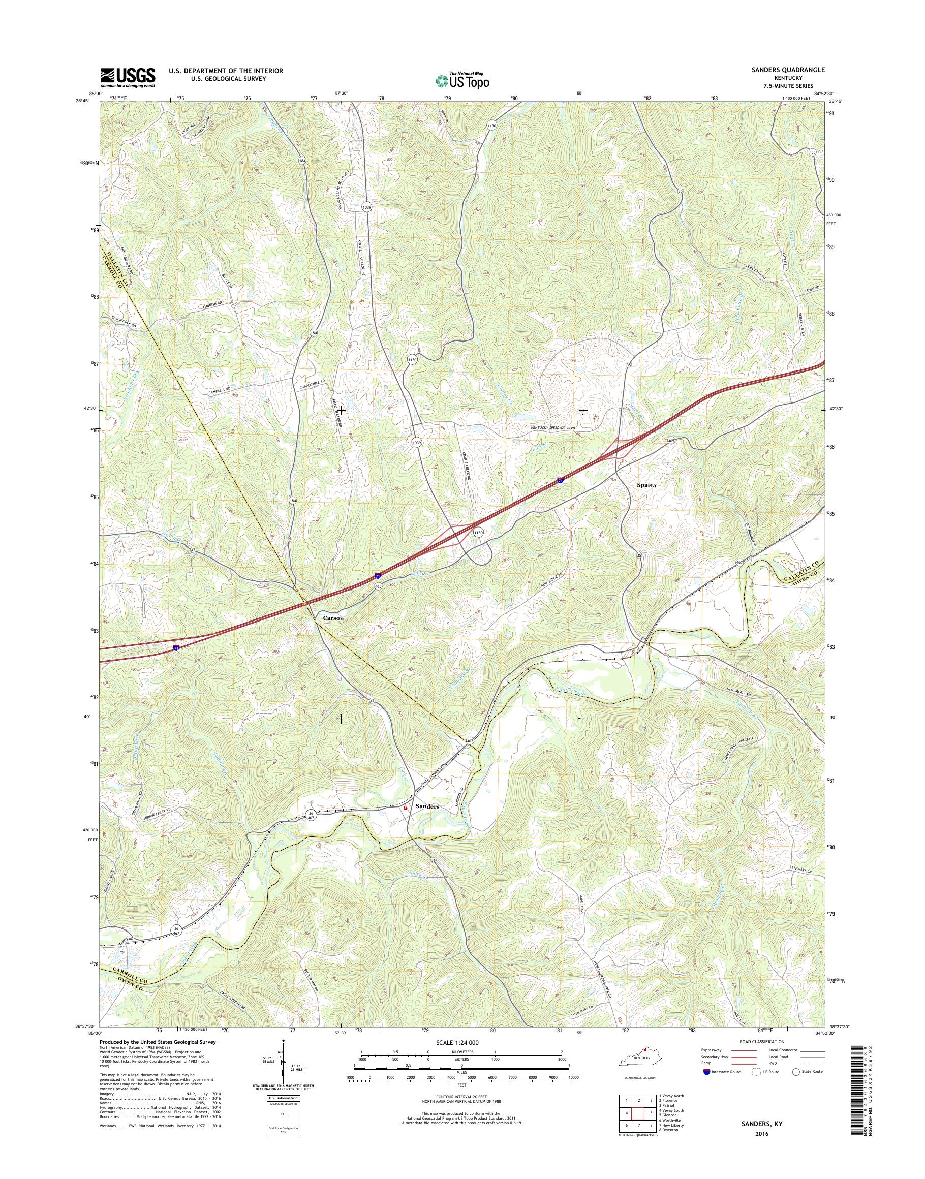 MyTopo Sanders, Kentucky USGS Quad Topo Map