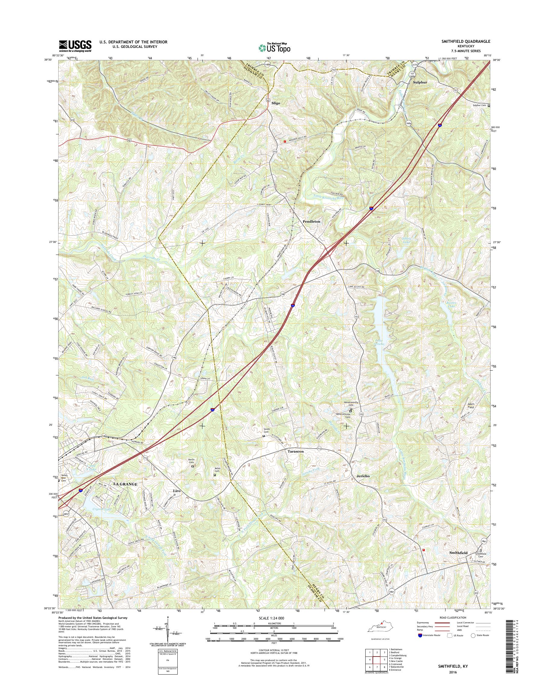 MyTopo Smithfield, Kentucky USGS Quad Topo Map