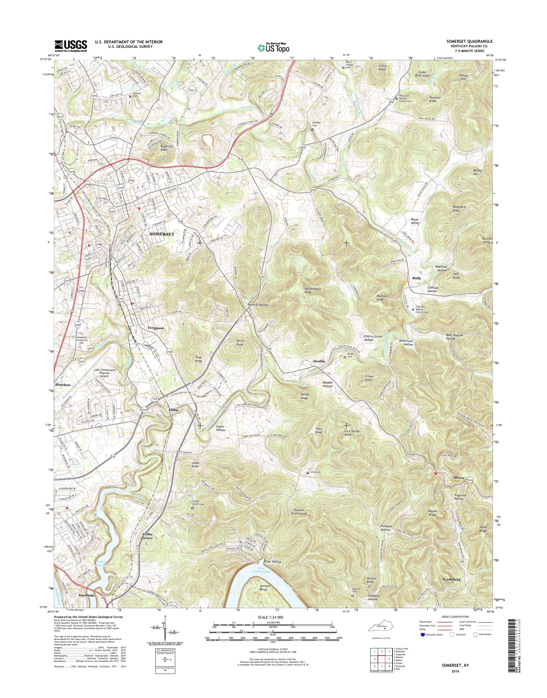 MyTopo Somerset, Kentucky USGS Quad Topo Map