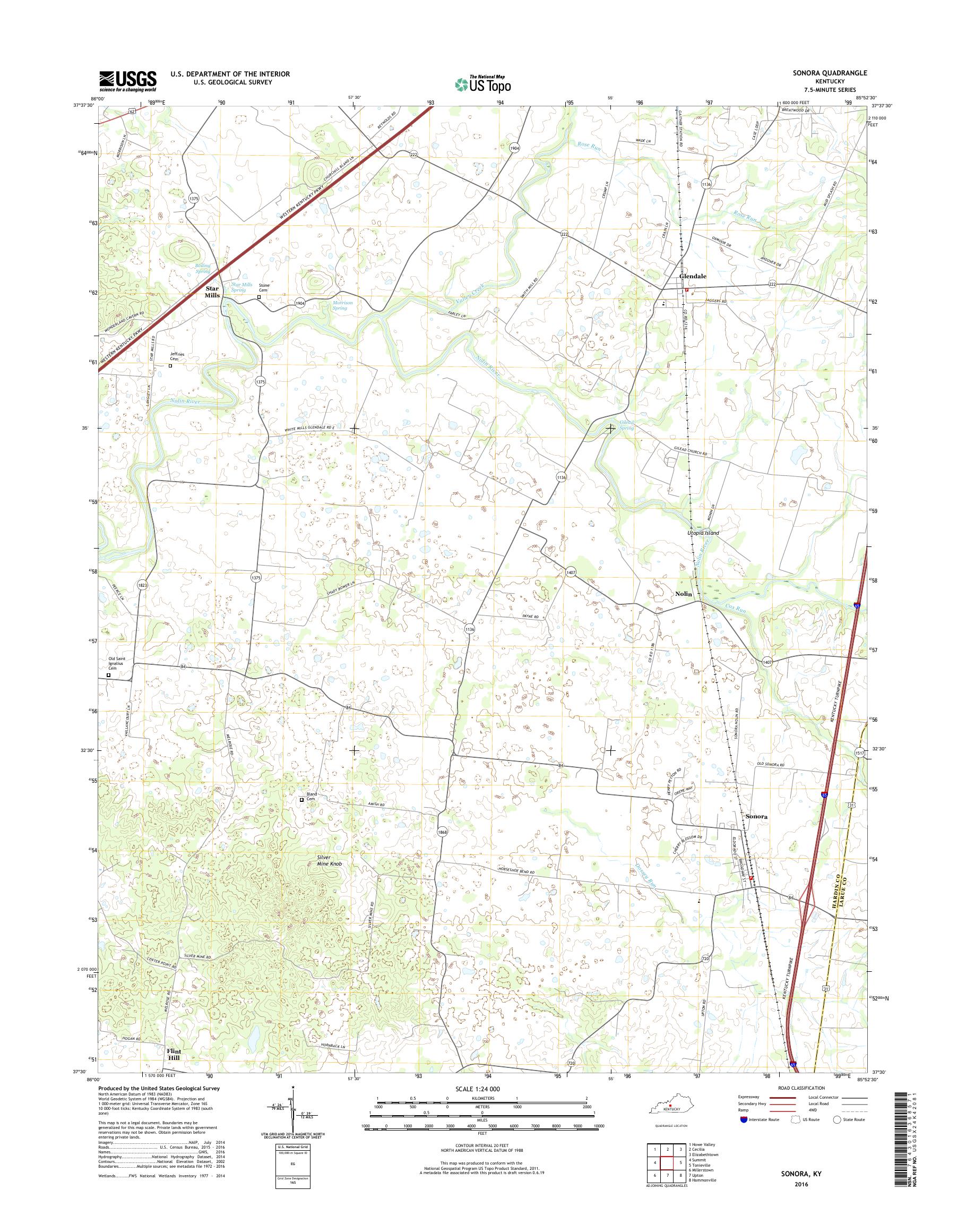 MyTopo Sonora, Kentucky USGS Quad Topo Map