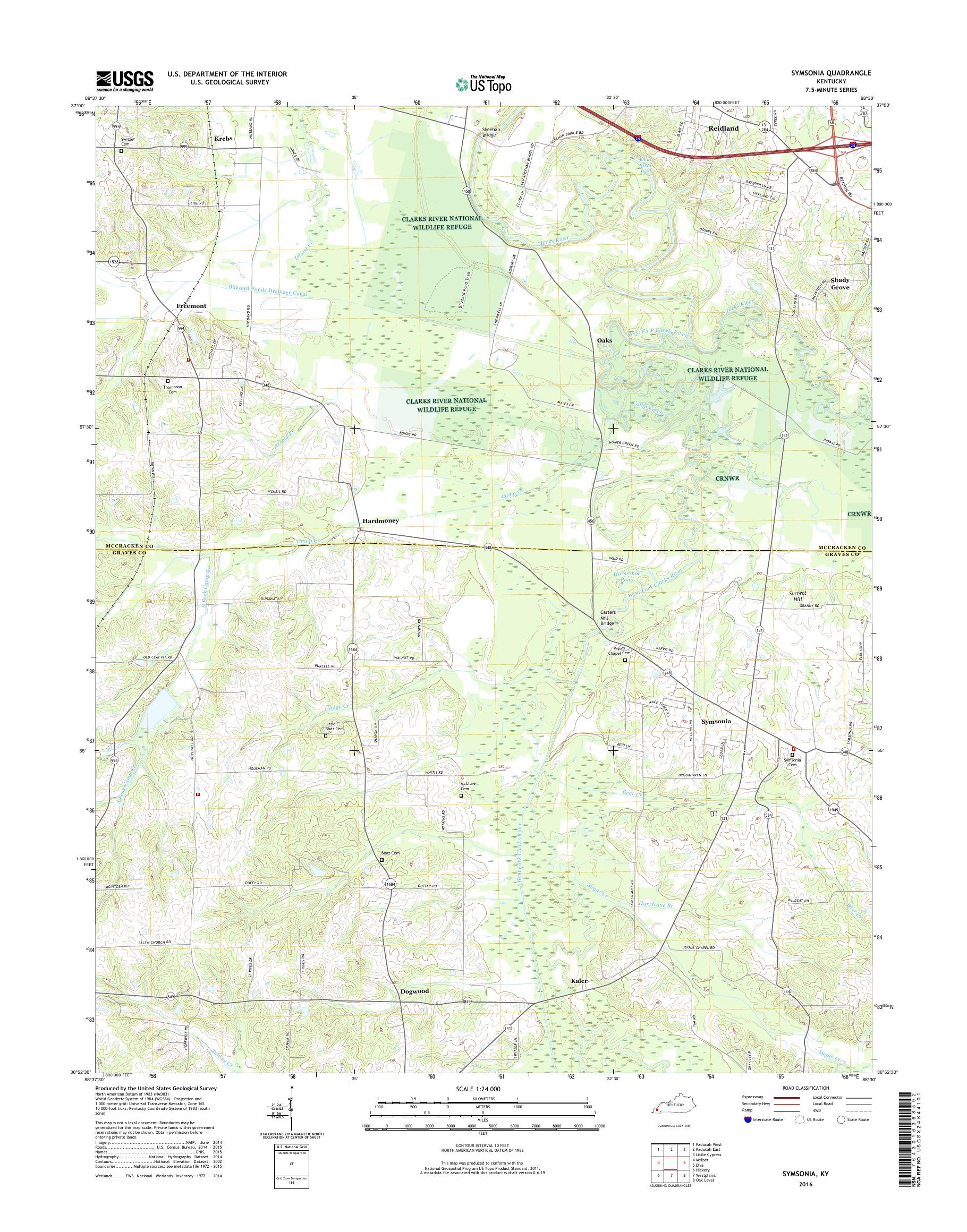 MyTopo Symsonia, Kentucky USGS Quad Topo Map