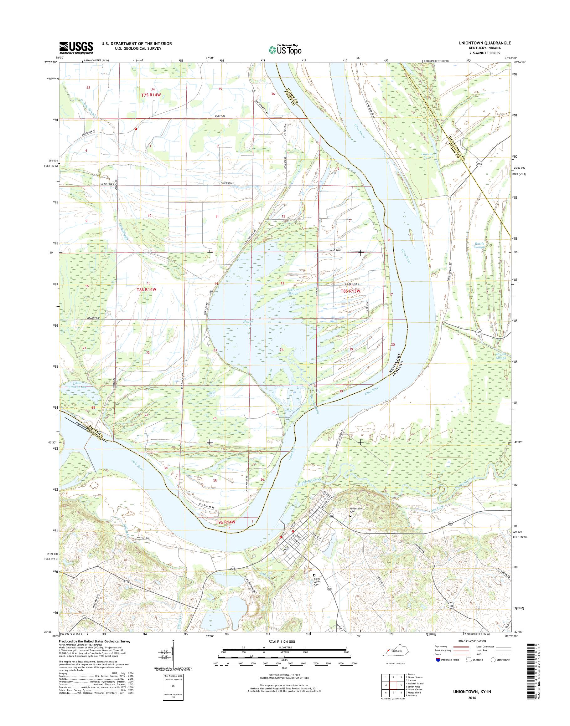 MyTopo Uniontown, Kentucky USGS Quad Topo Map