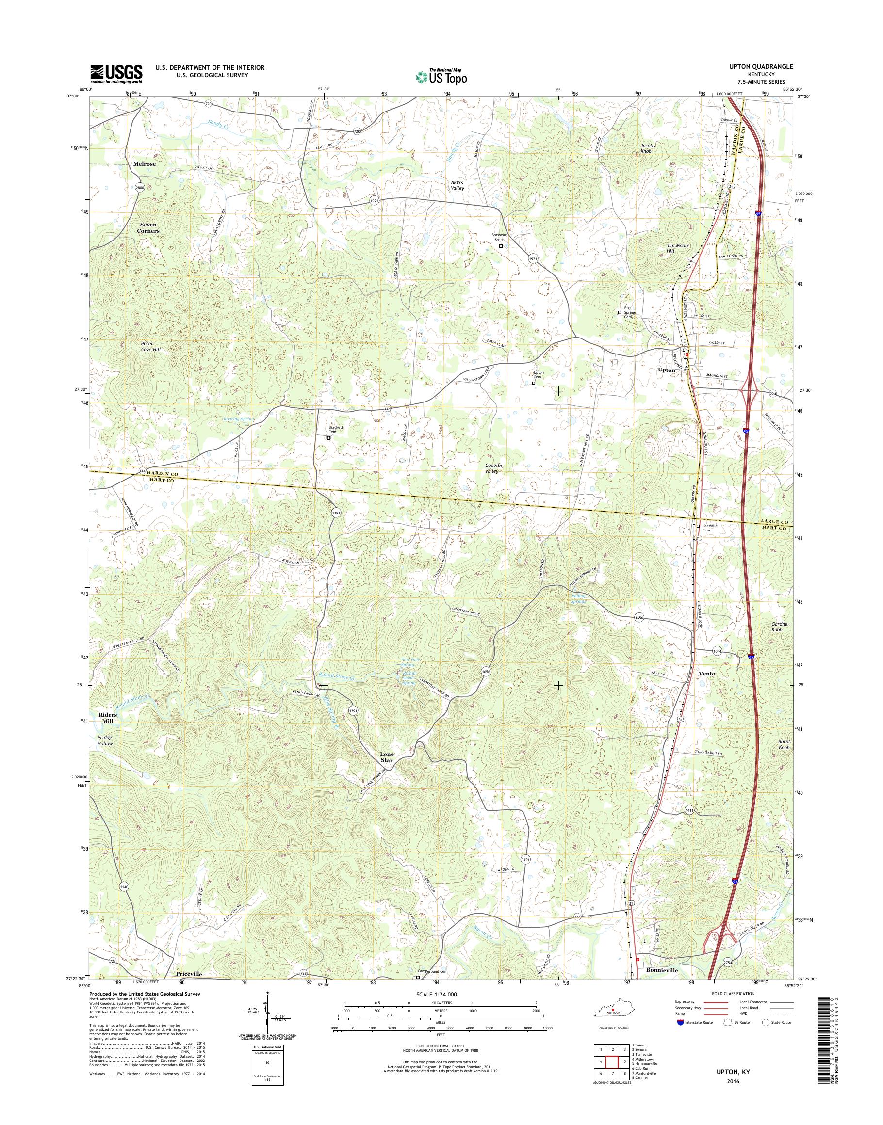 MyTopo Upton, Kentucky USGS Quad Topo Map