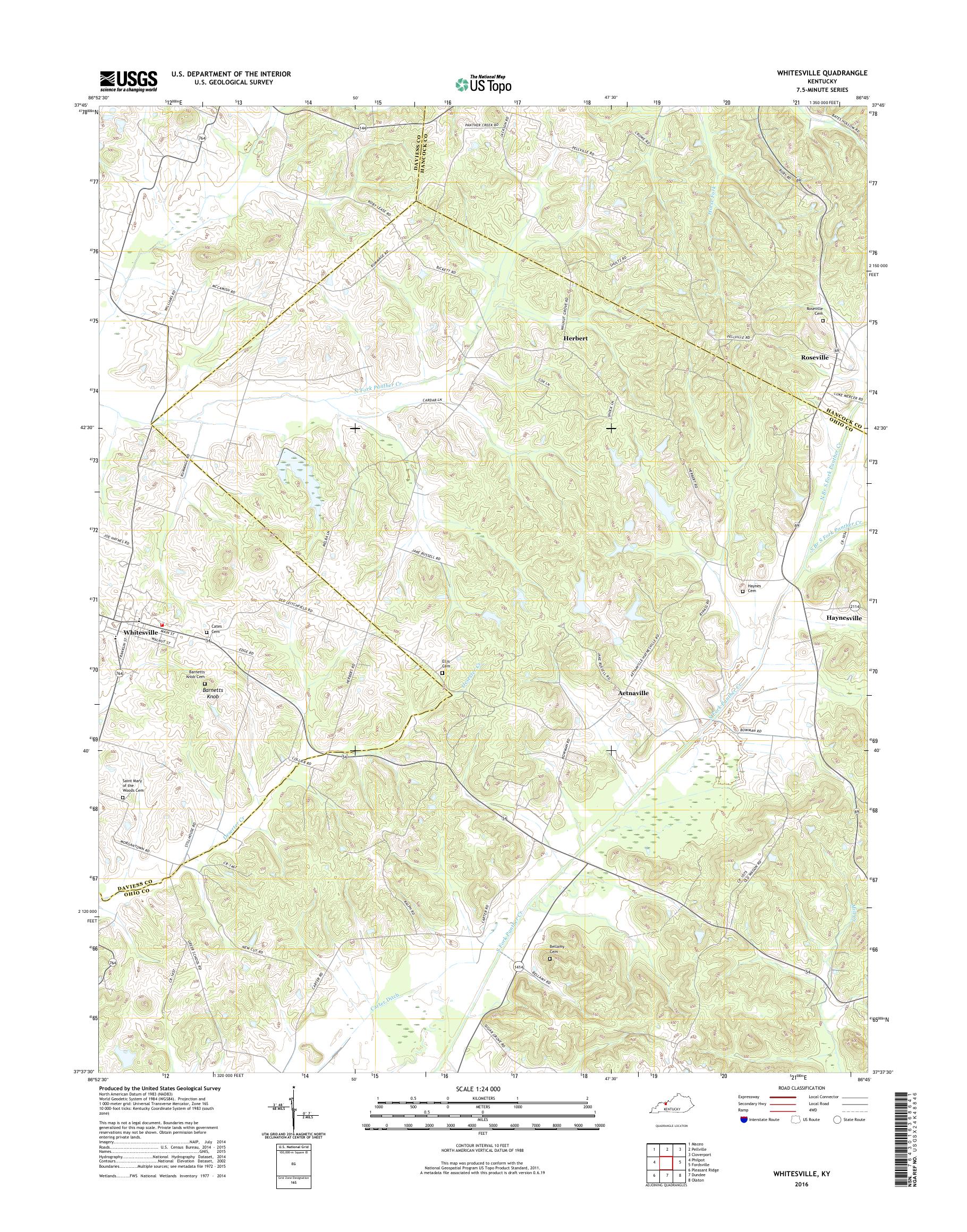 MyTopo Whitesville, Kentucky USGS Quad Topo Map