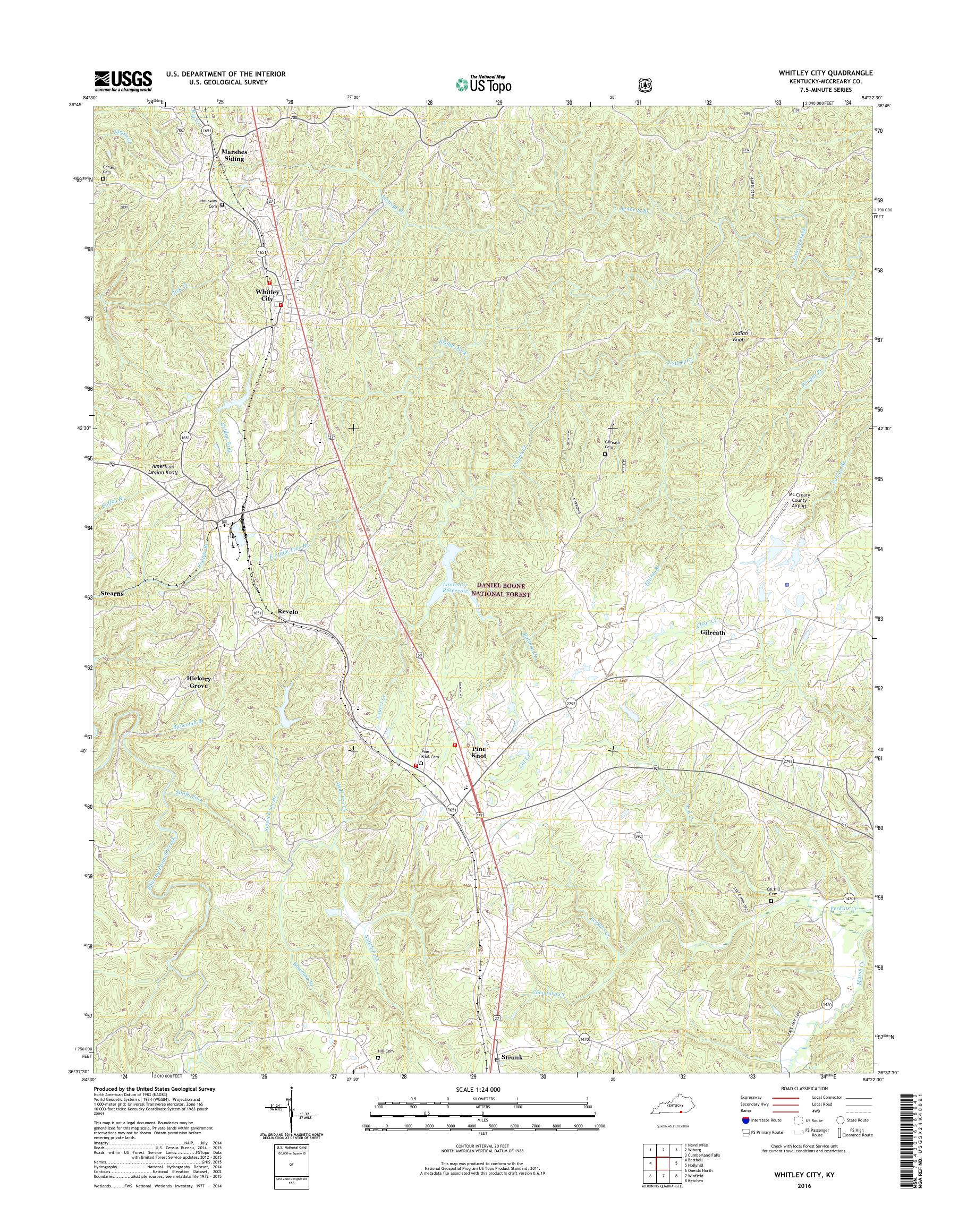 MyTopo Whitley City, Kentucky USGS Quad Topo Map