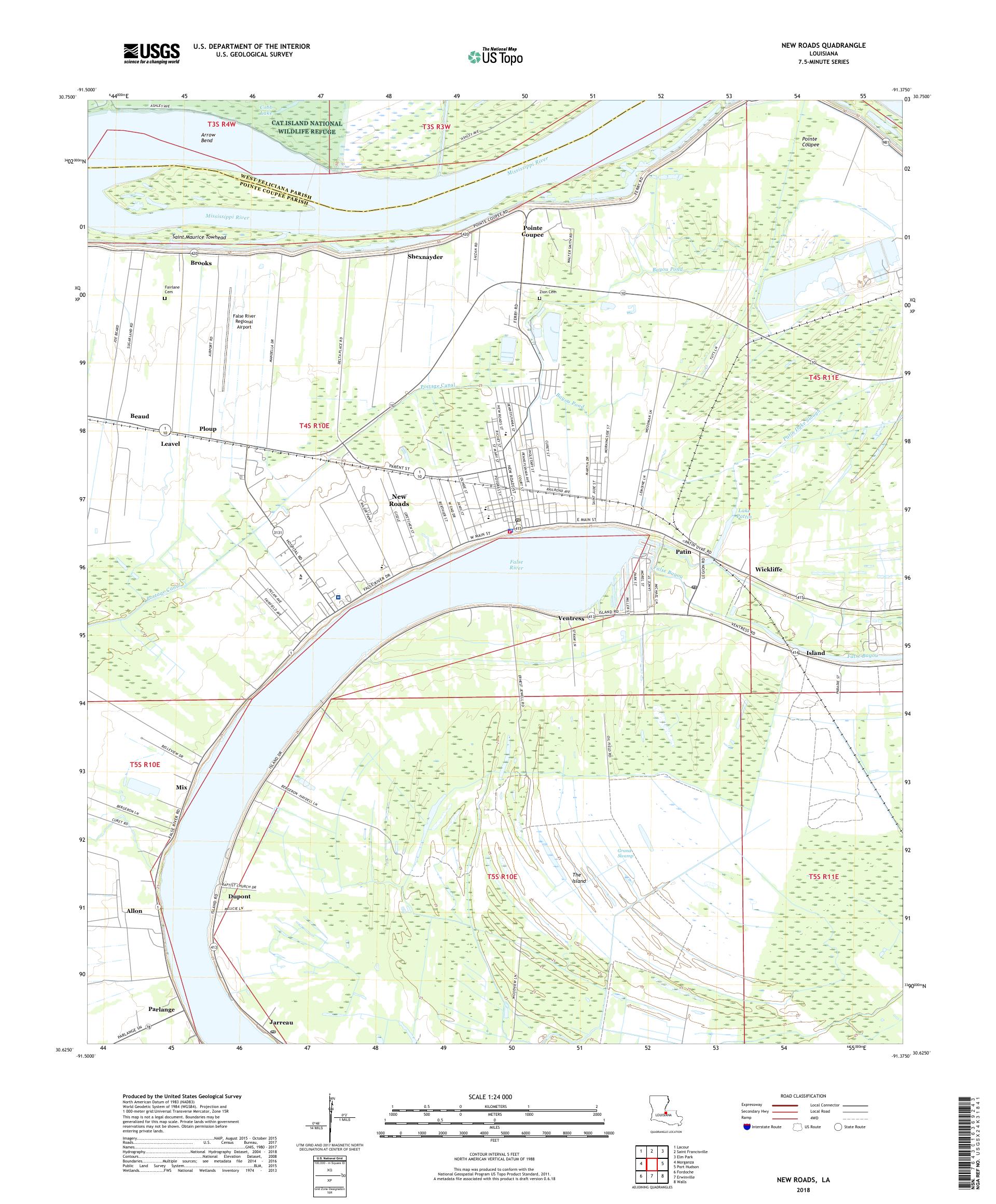 MyTopo New Roads, Louisiana USGS Quad Topo Map