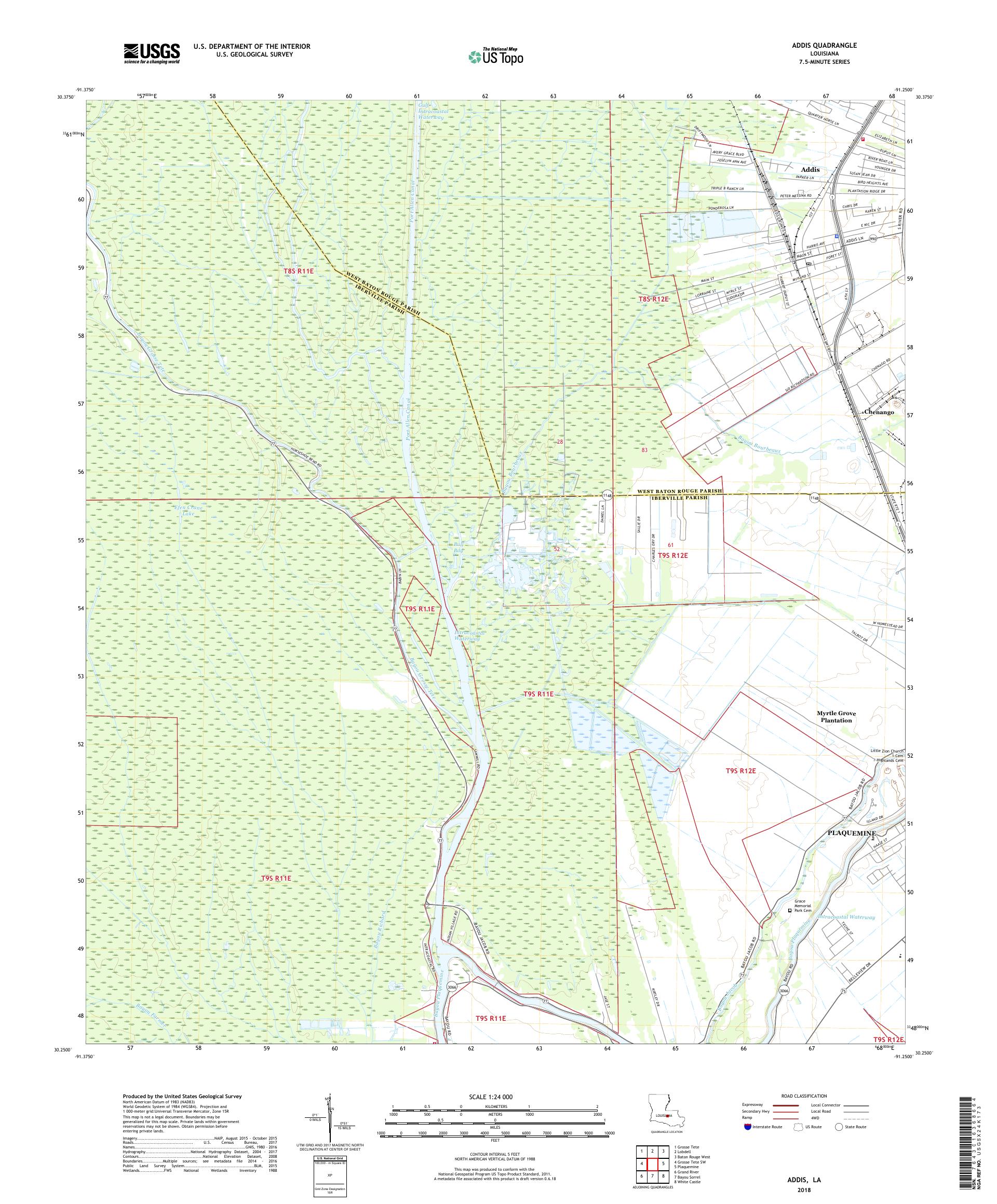 MyTopo Addis, Louisiana USGS Quad Topo Map