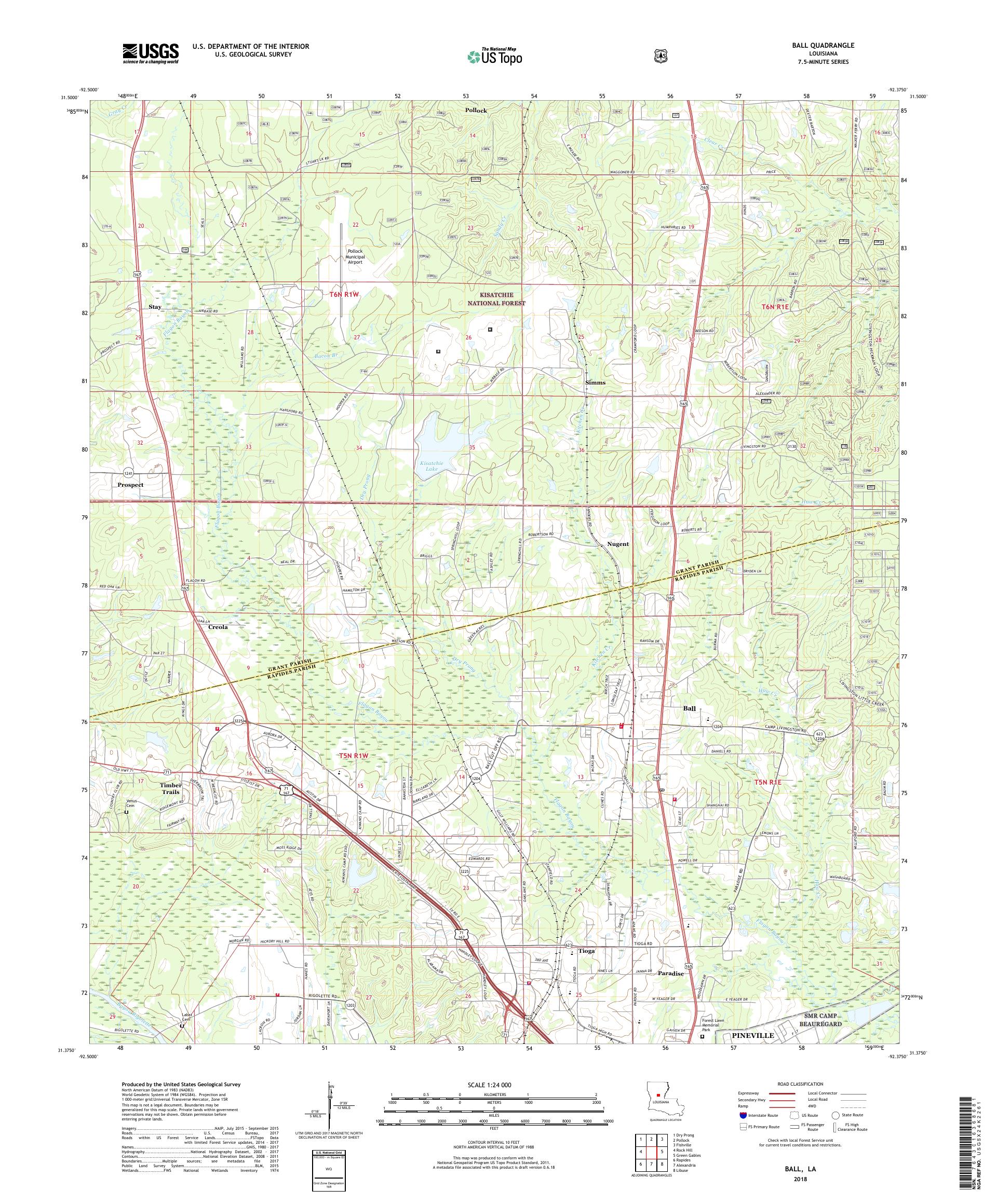 MyTopo Ball, Louisiana USGS Quad Topo Map