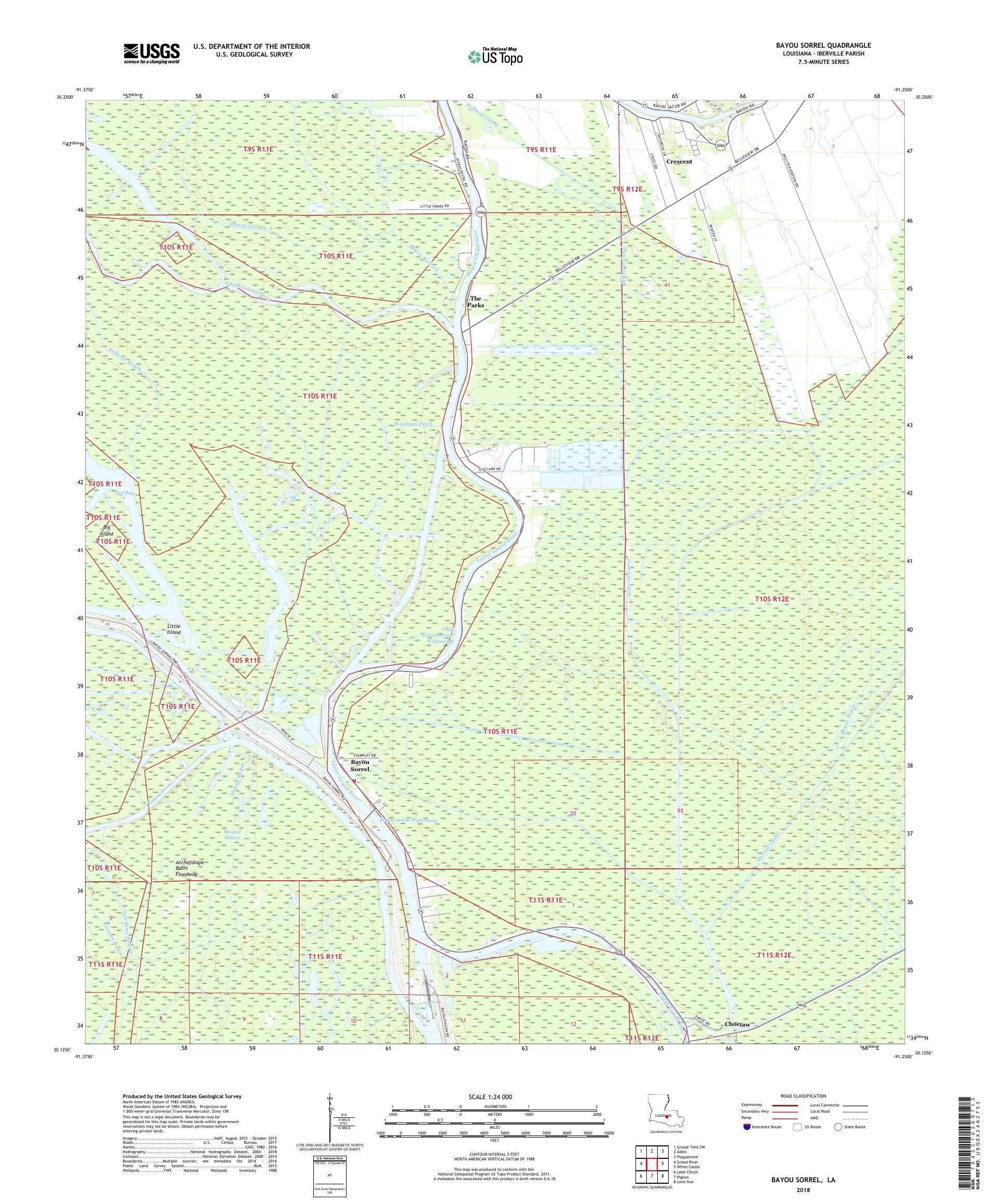 MyTopo Bayou Sorrel, Louisiana USGS Quad Topo Map