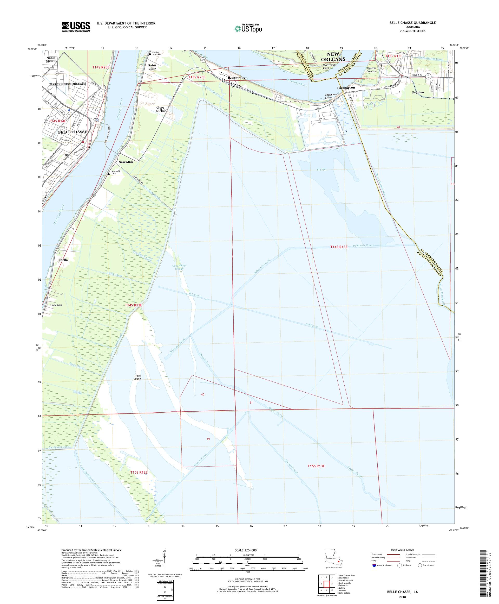 MyTopo Belle Chasse, Louisiana USGS Quad Topo Map