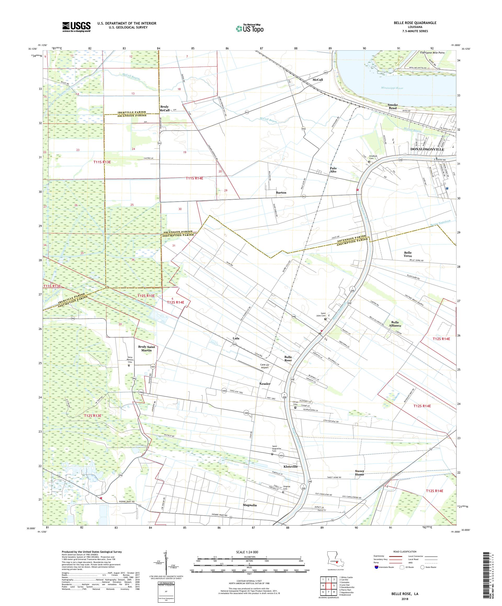 MyTopo Belle Rose, Louisiana USGS Quad Topo Map
