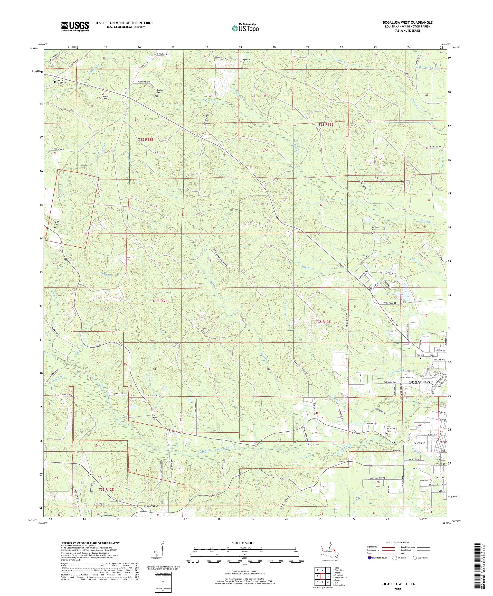 MyTopo Bogalusa West, Louisiana USGS Quad Topo Map