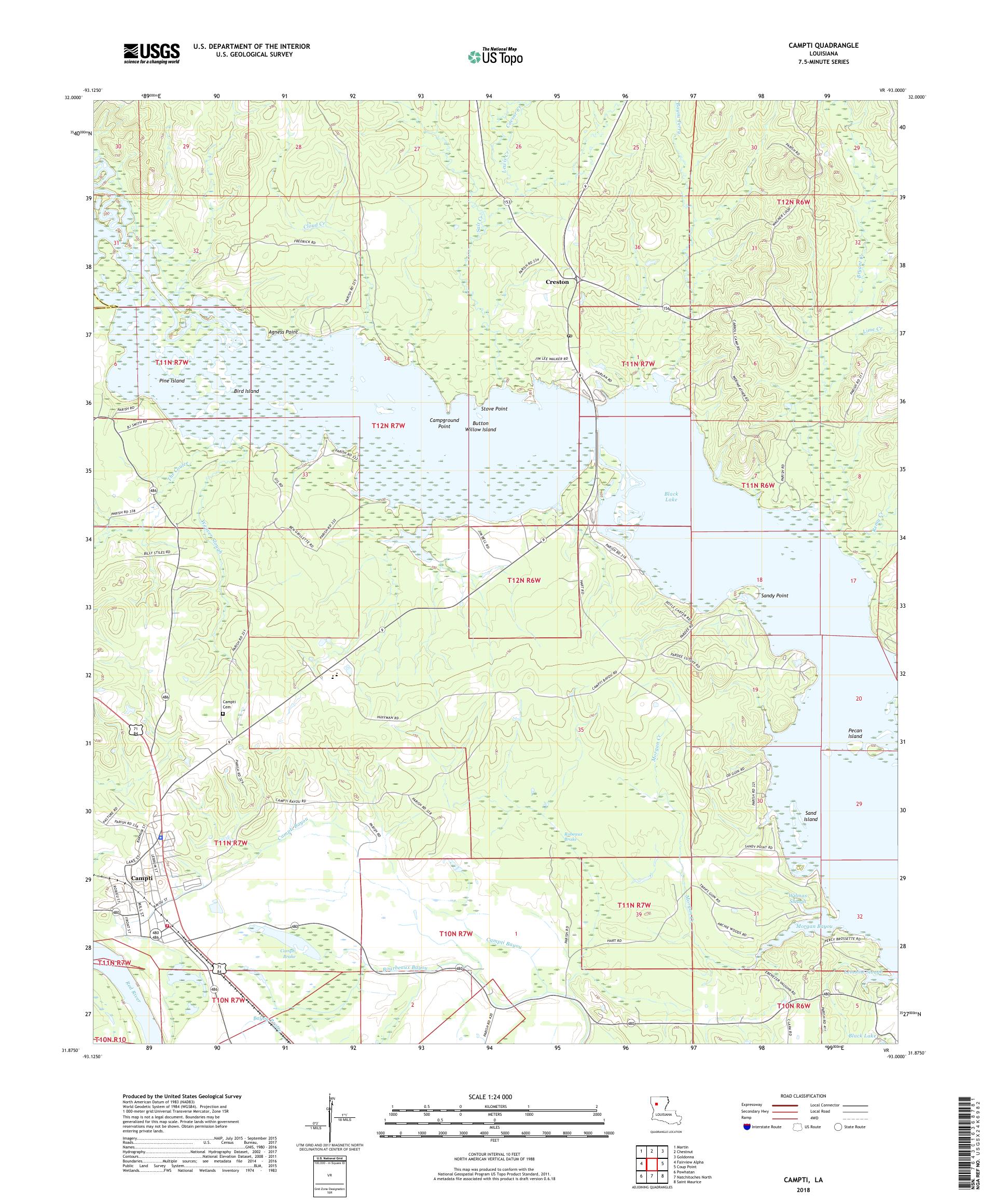 MyTopo Campti, Louisiana USGS Quad Topo Map