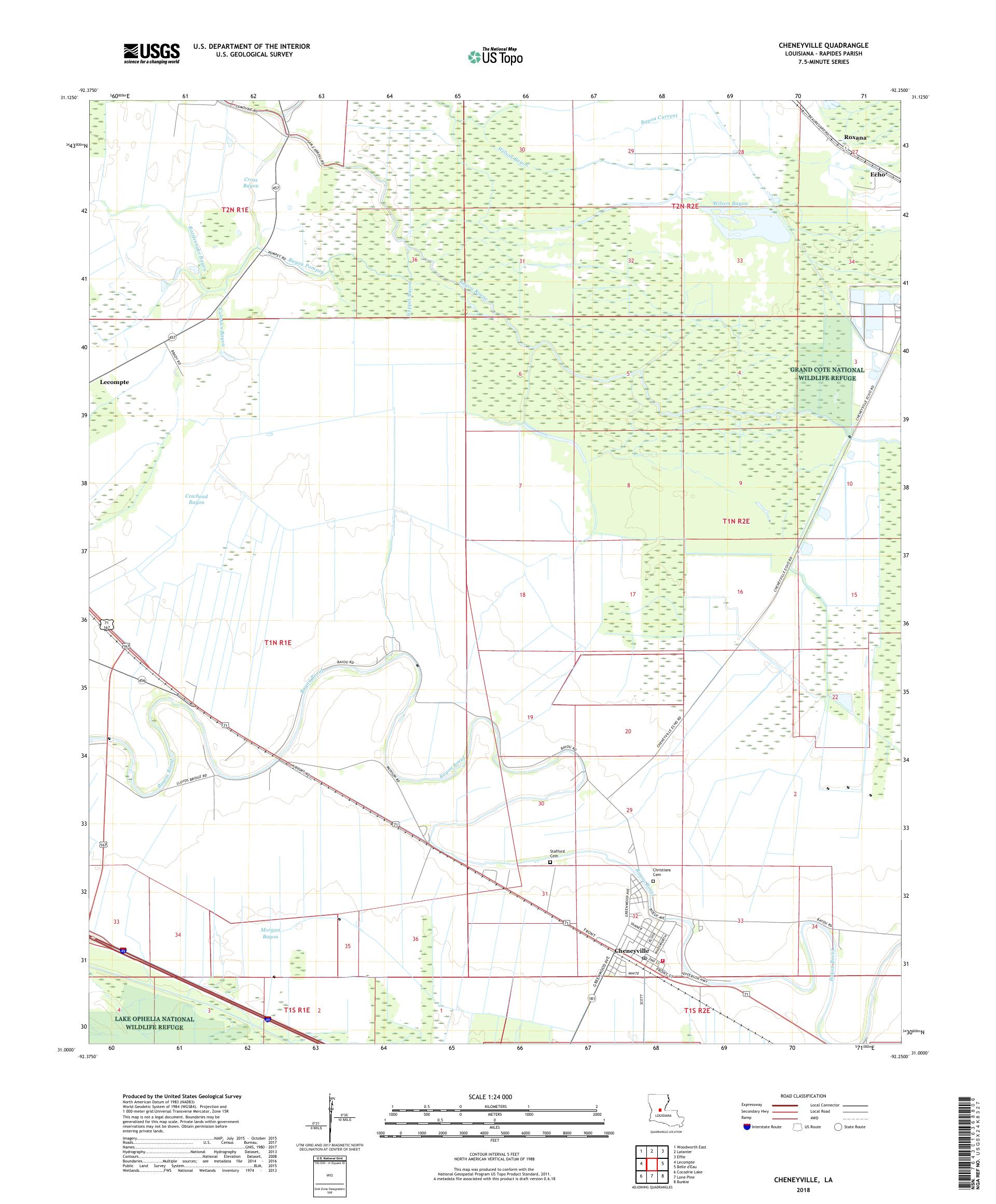 MyTopo Cheneyville, Louisiana USGS Quad Topo Map