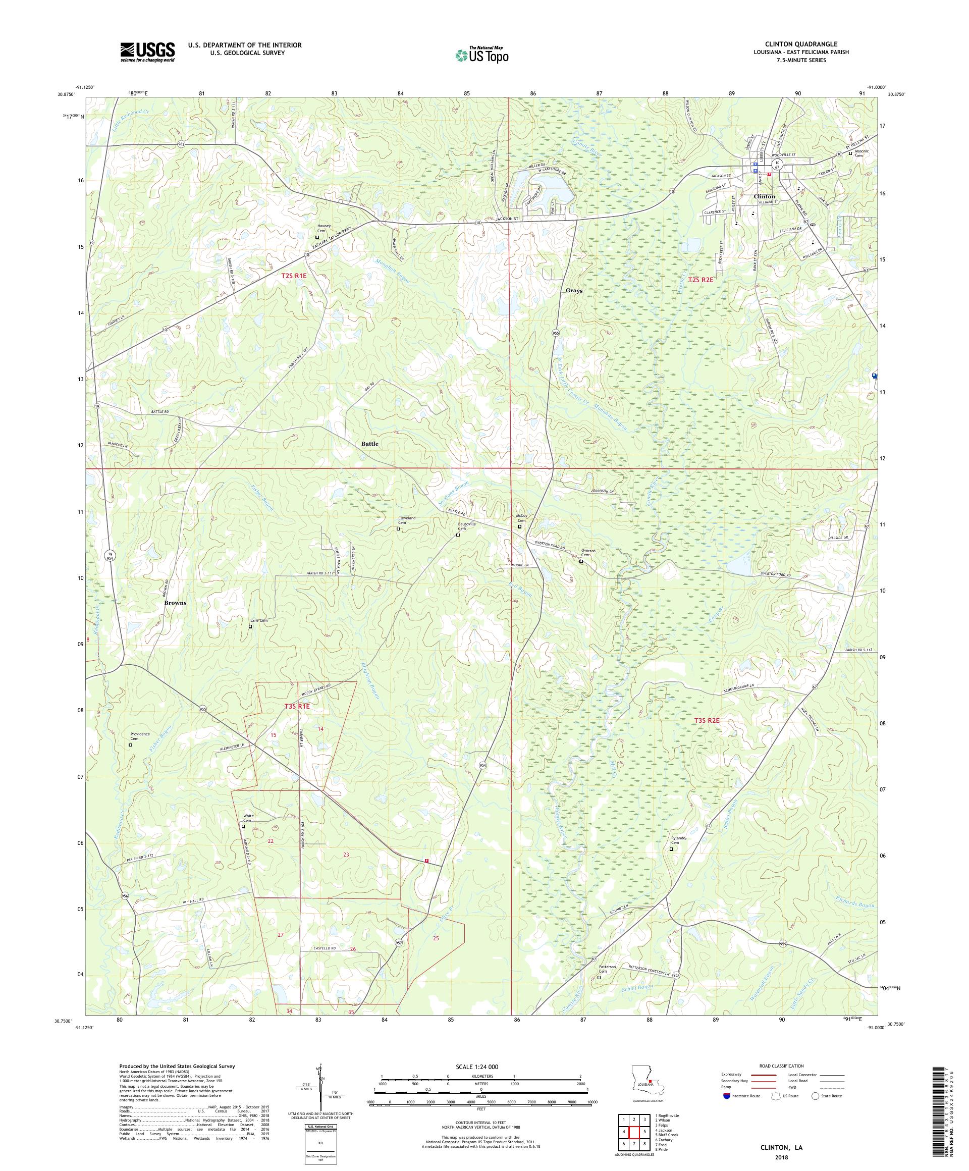 MyTopo Clinton, Louisiana USGS Quad Topo Map